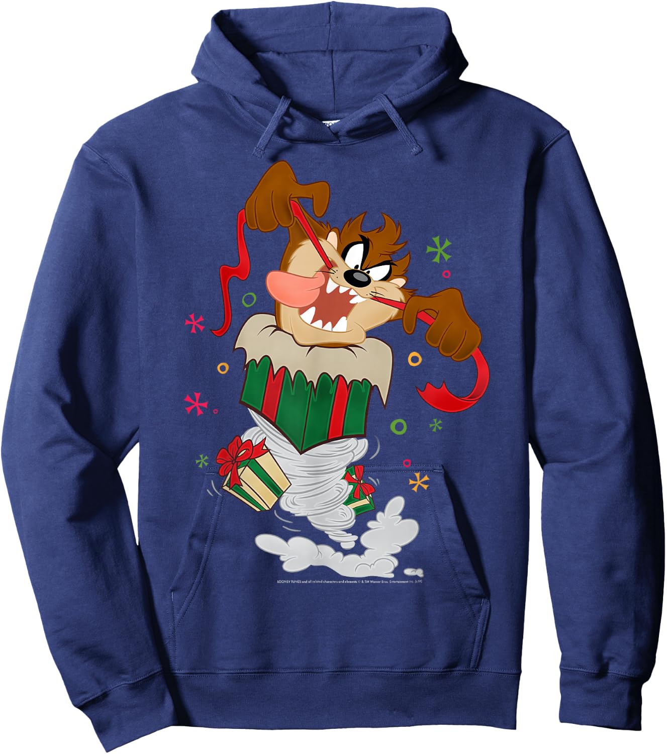 Looney Tunes Christmas Taz Ripping Presents Hoodie - Hoodie | Navy