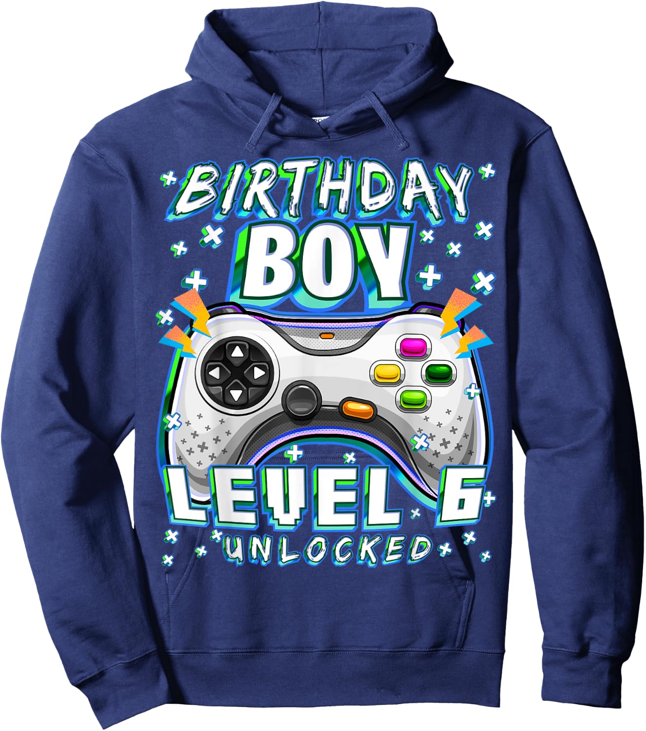 Level 6 Unlocked Video Game 6th Birthday Gamer Boys Hoodie - Hoodie | Navy