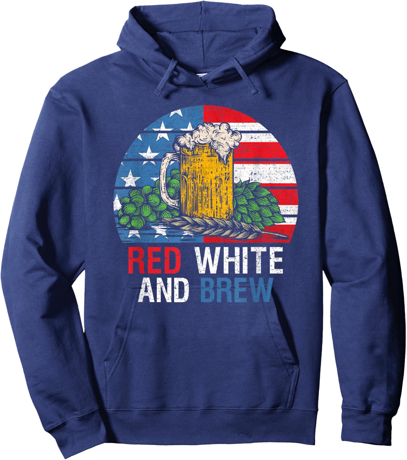 Red White And Brew 4th Of July Craft Beer Father Gift Men Hoodie - Hoodie | Navy