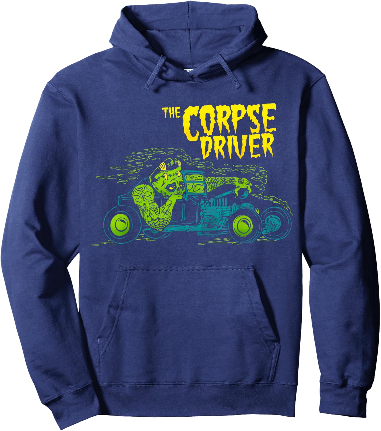 Horror Art - Corpse Driver Frankenstein Gasser Lowbrow Art Hoodie - Hoodie | Navy