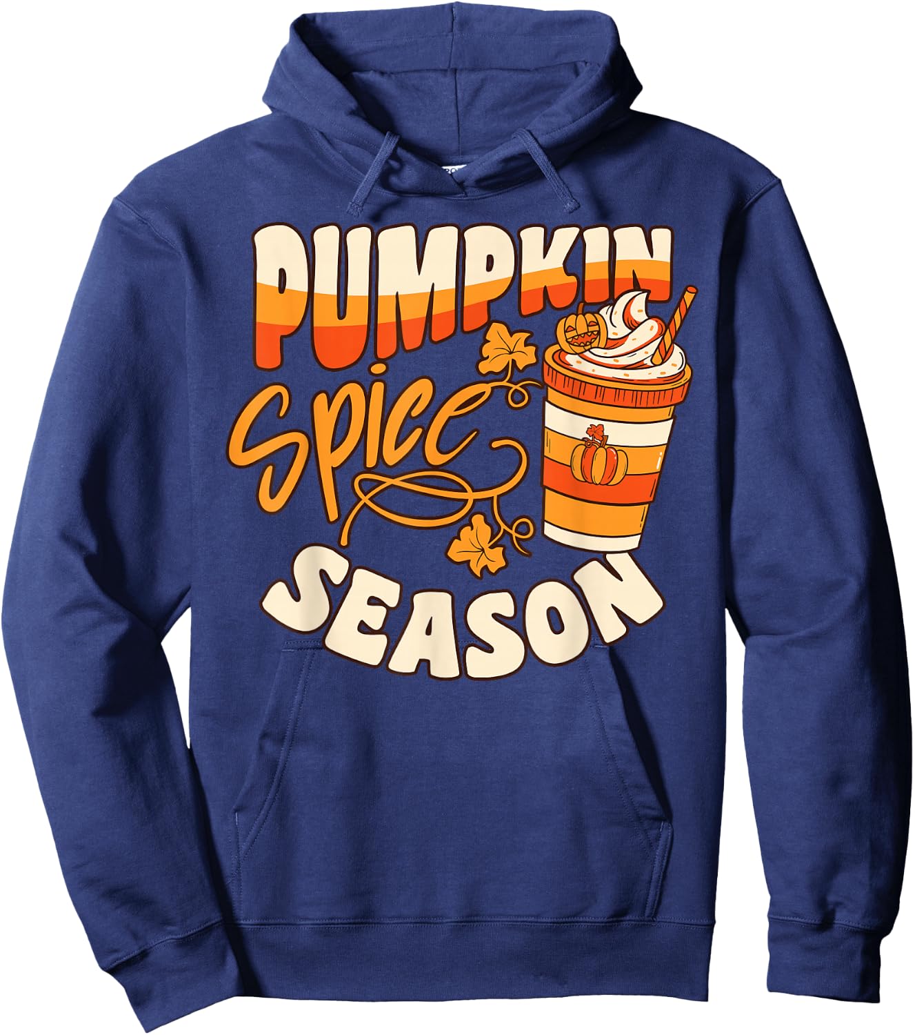 Pumpkin Spice Season Latte Coffee Fall Autumn Funny Hoodie - Hoodie | Navy