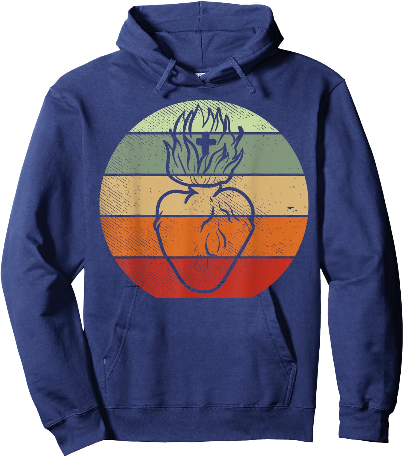 Heart Jesus Sacred God Religious Catholic Christian Gift Hoodie - Hoodie | Navy