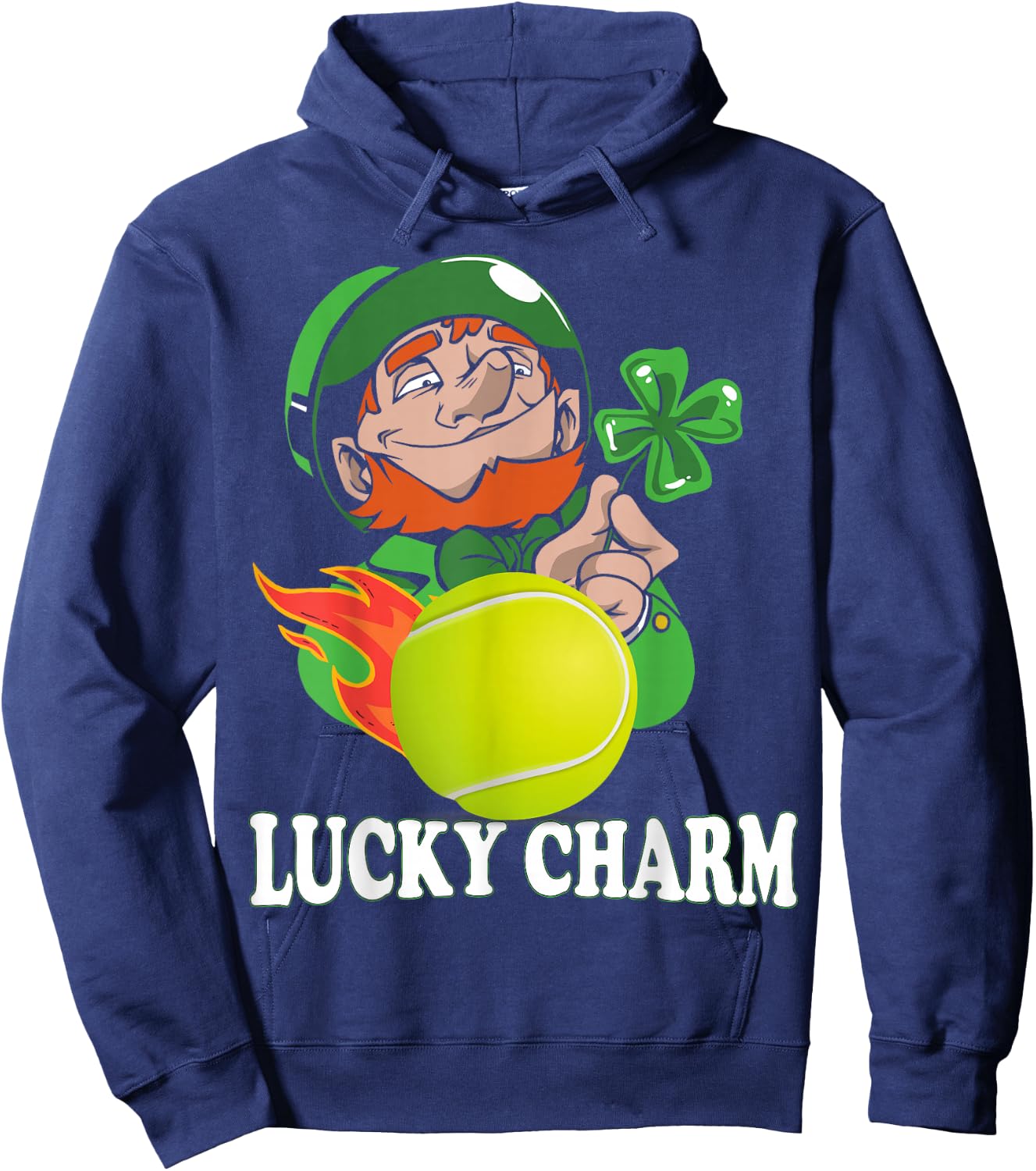 Funny St Patricks Day Gifts for Boys Men Lucky Charm Tennis Hoodie - Hoodie | Navy