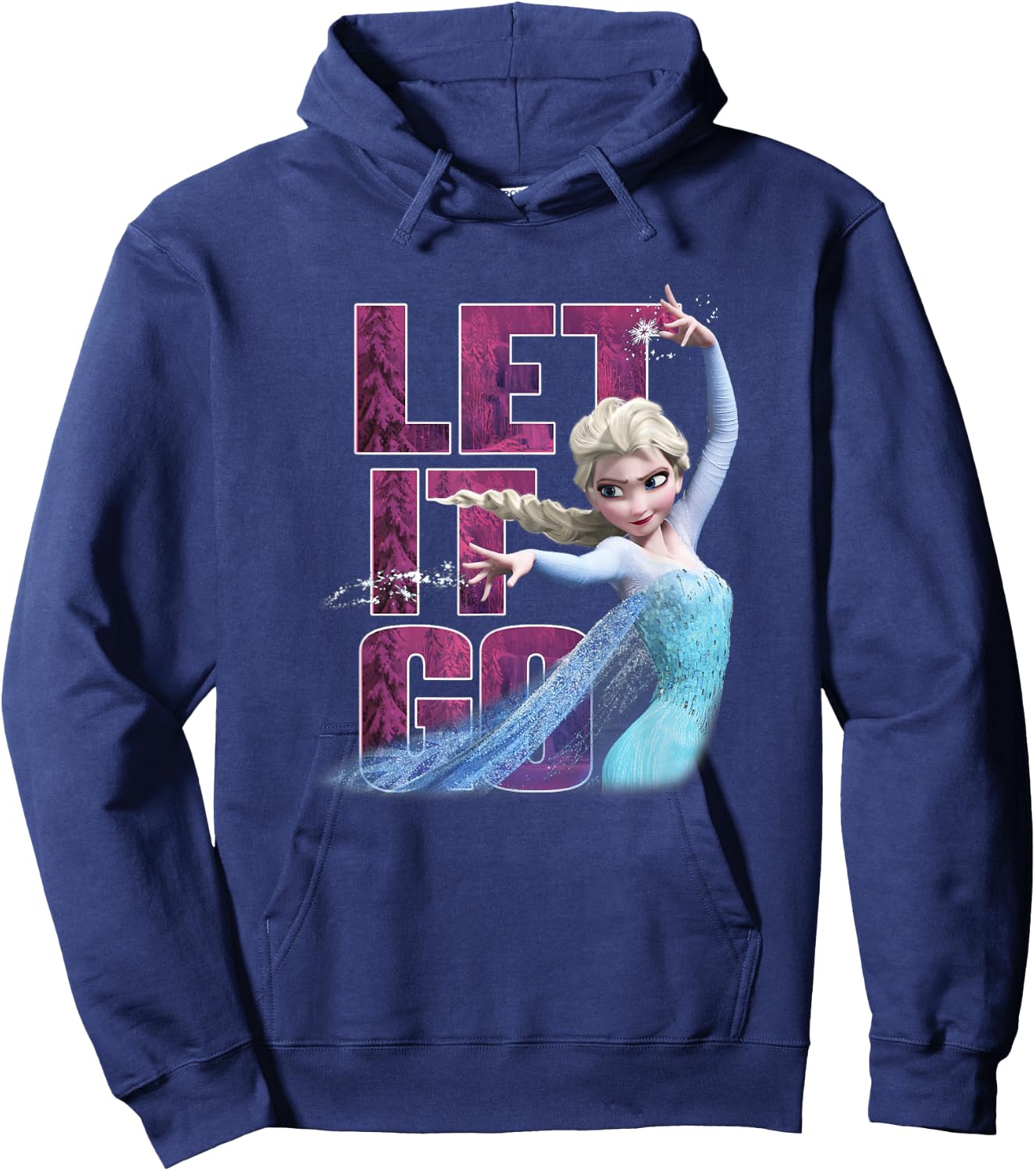 Disney Frozen Elsa Snow Queen Let It Go Sparkle Portrait Hoodie - Hoodie | Navy