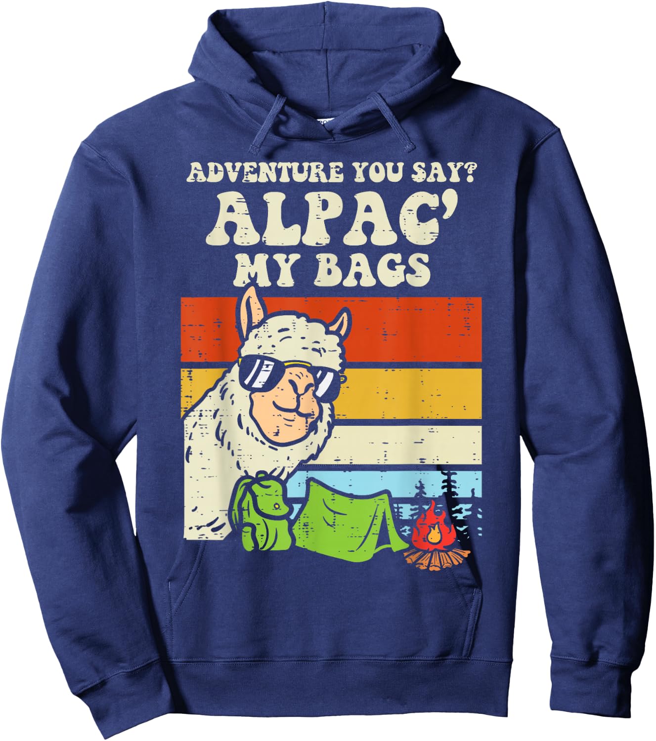 Adventure Alpaca My Bags Retro Camping Camper Men Women Kids Hoodie - Hoodie | Navy