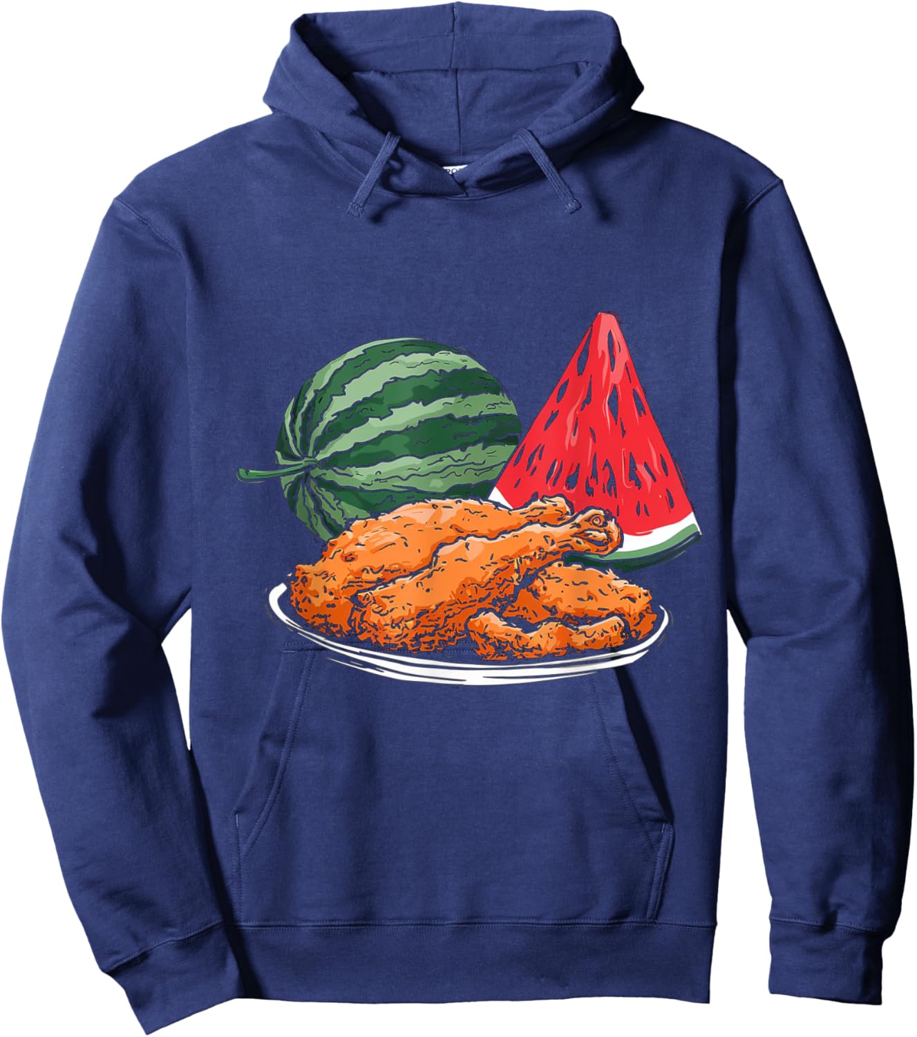 Fried Chicken And Watermelon Fruit Summer Men Women Girls Hoodie - Hoodie | Navy