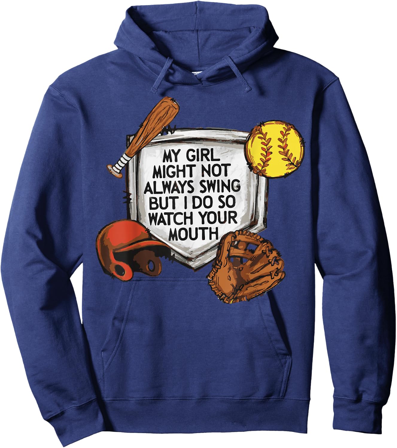 My kid may not swing but I do Softball Mom Hoodie - Hoodie | Navy