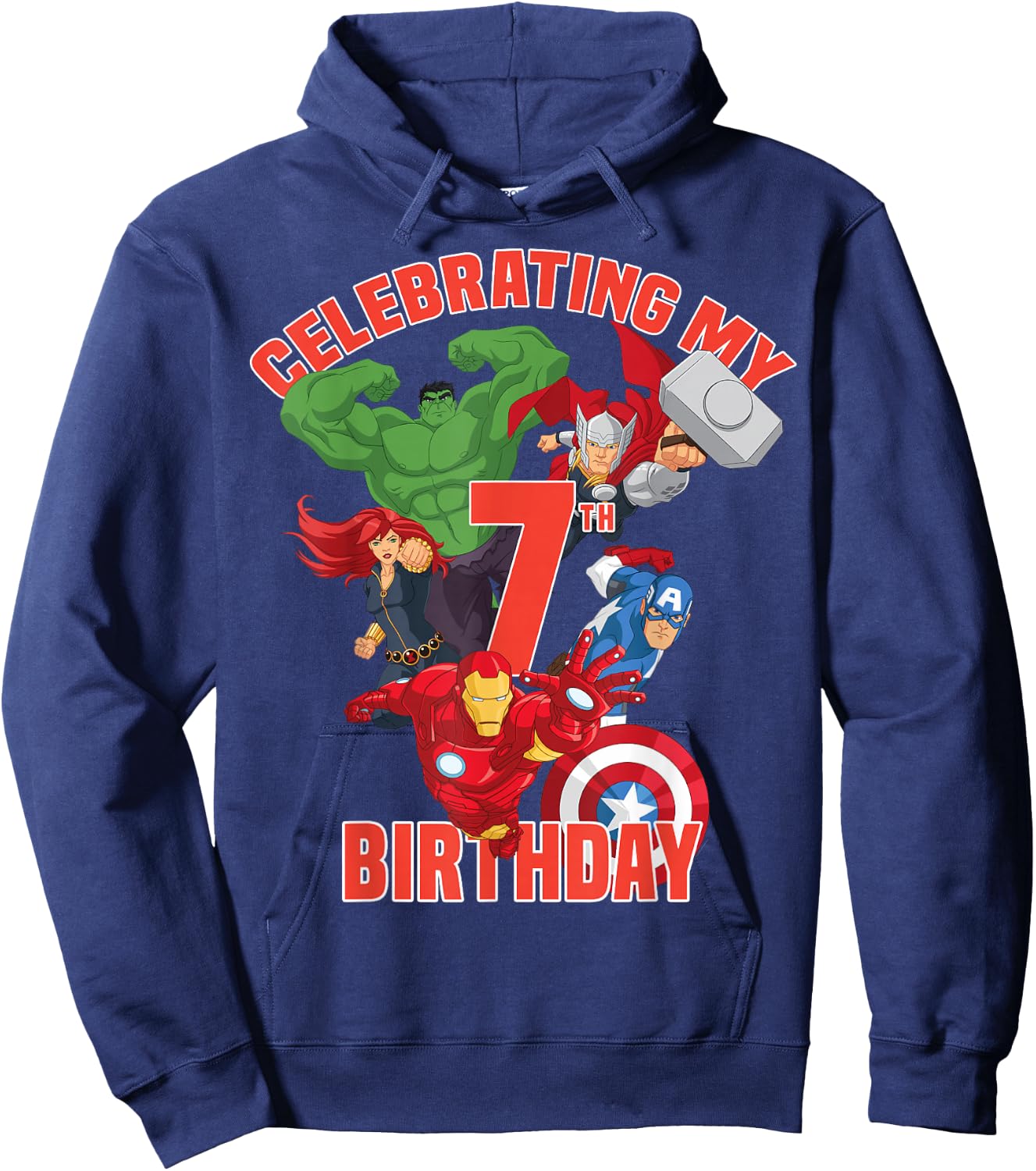 Marvel Avengers Celebrating My 7th Birthday Small Hoodie - Hoodie | Navy