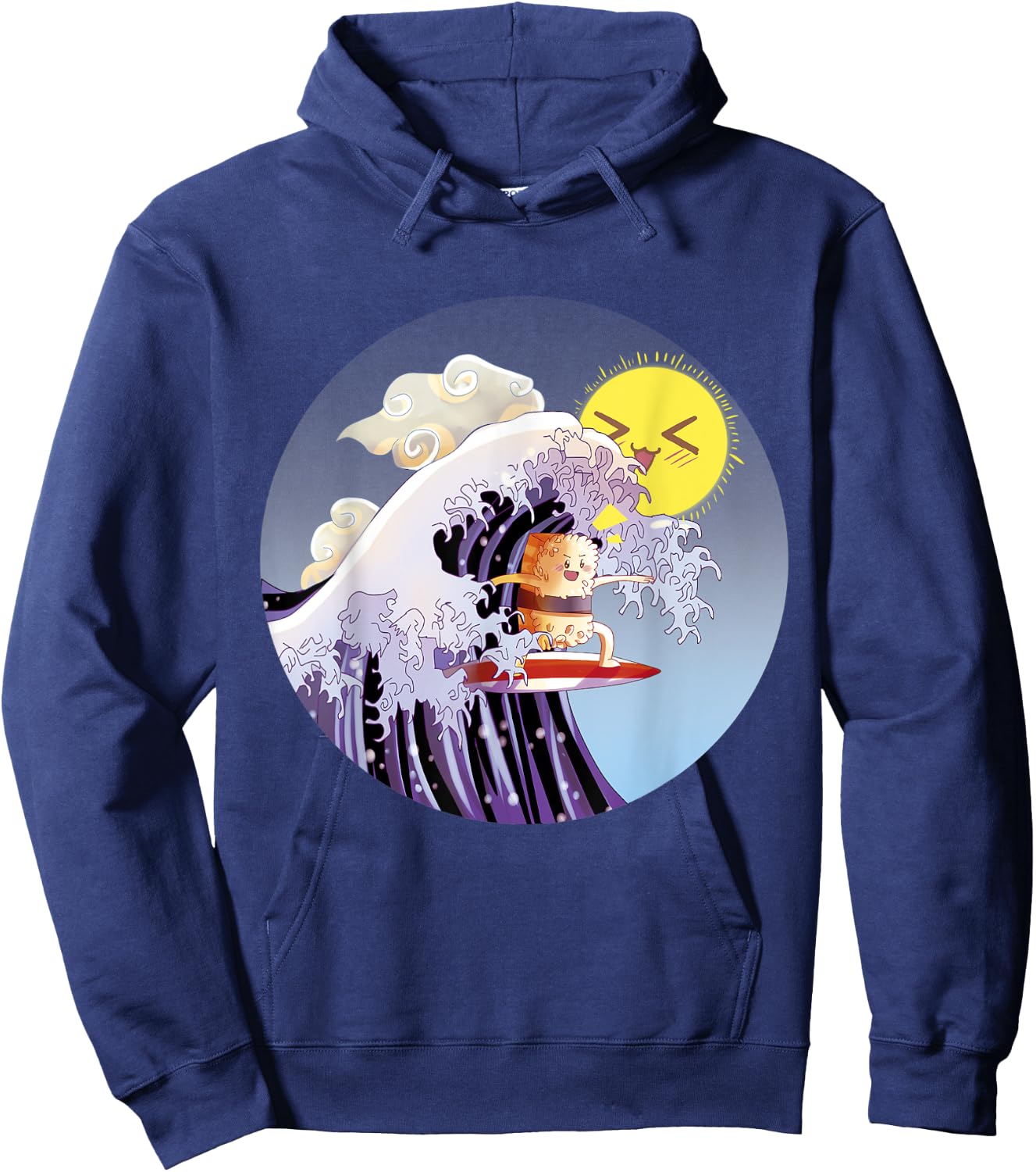 Sushi Surfing Kawaii Waves Gift Surfer Shirt Trendy Cute Hoodie - Hoodie | Navy