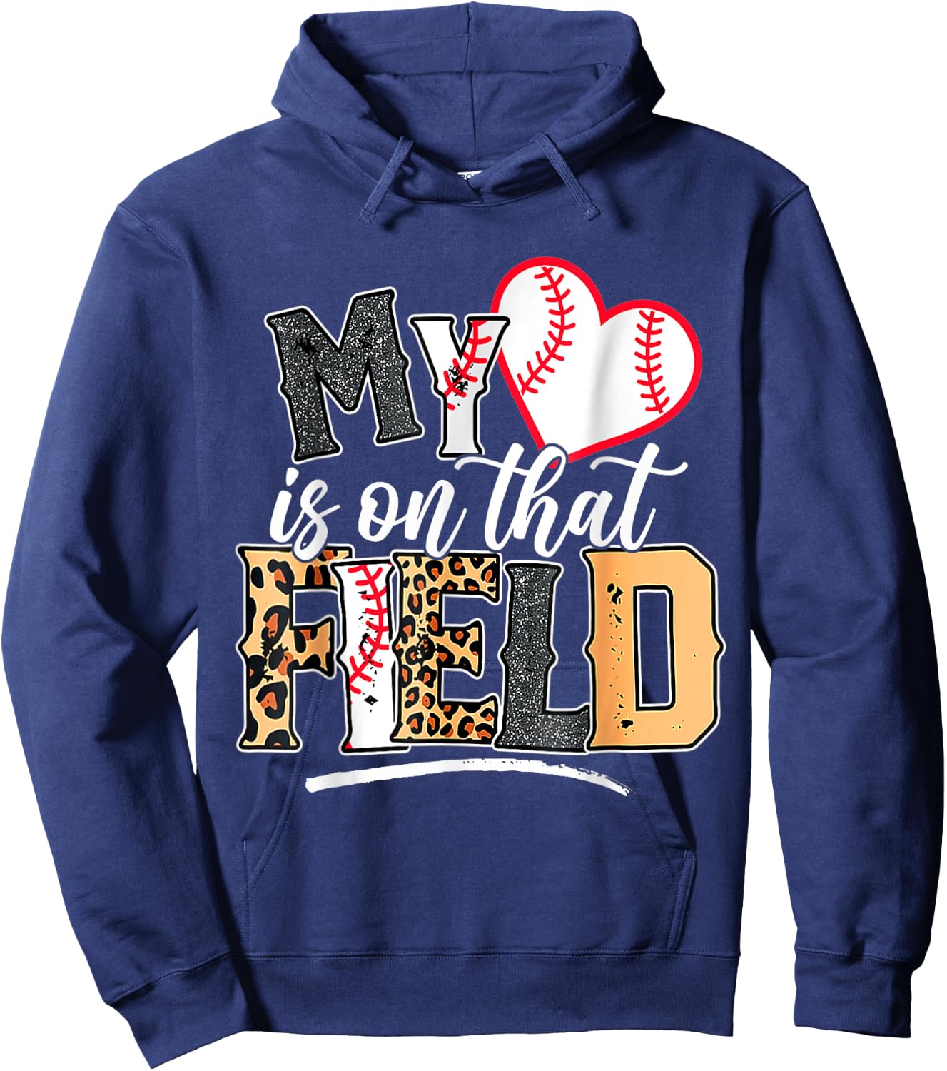 My Heart is on That Field Mother's day Baseball Mom Women Hoodie - Hoodie | Navy