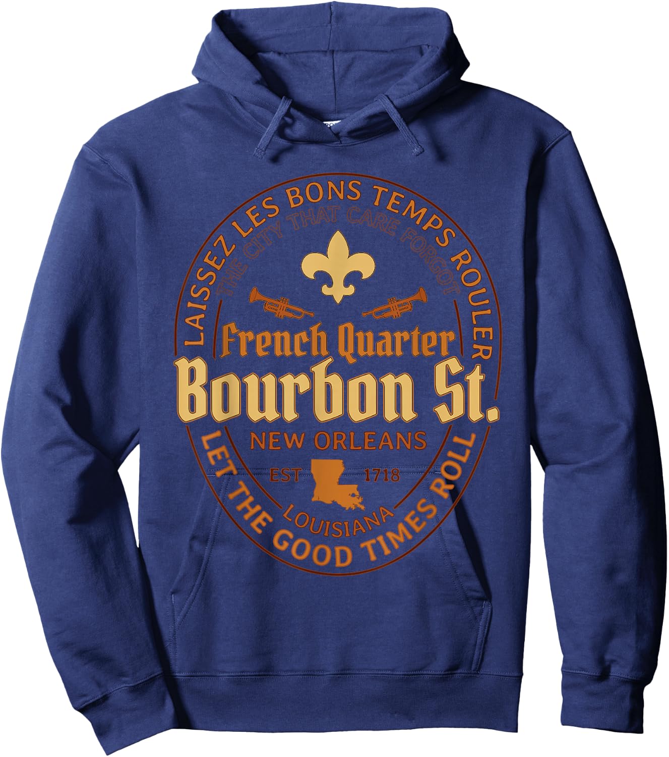 French Quarter Bourbon St New Orleans Souvenir Gift Hoodie - Hoodie | Navy