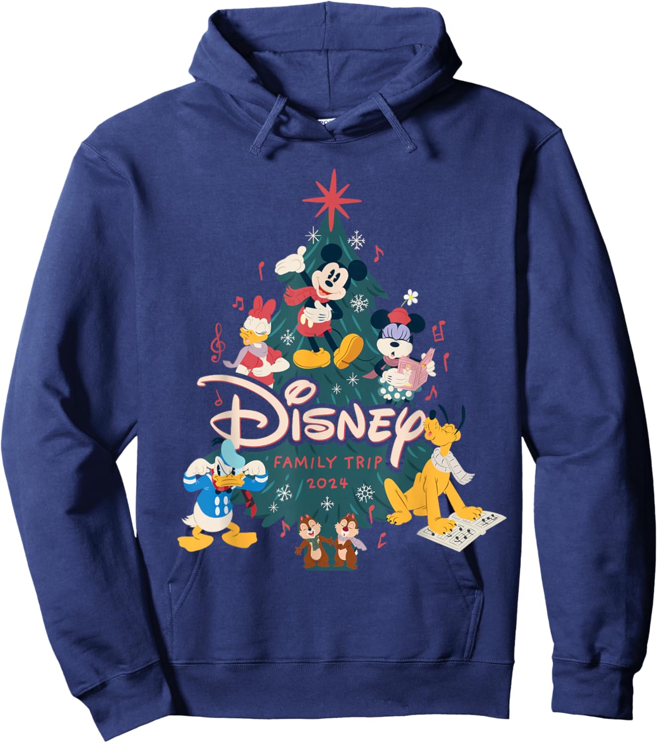 Disney Mickey & Friends Christmas Holiday Family Trip 2024 Hoodie - Hoodie | Navy