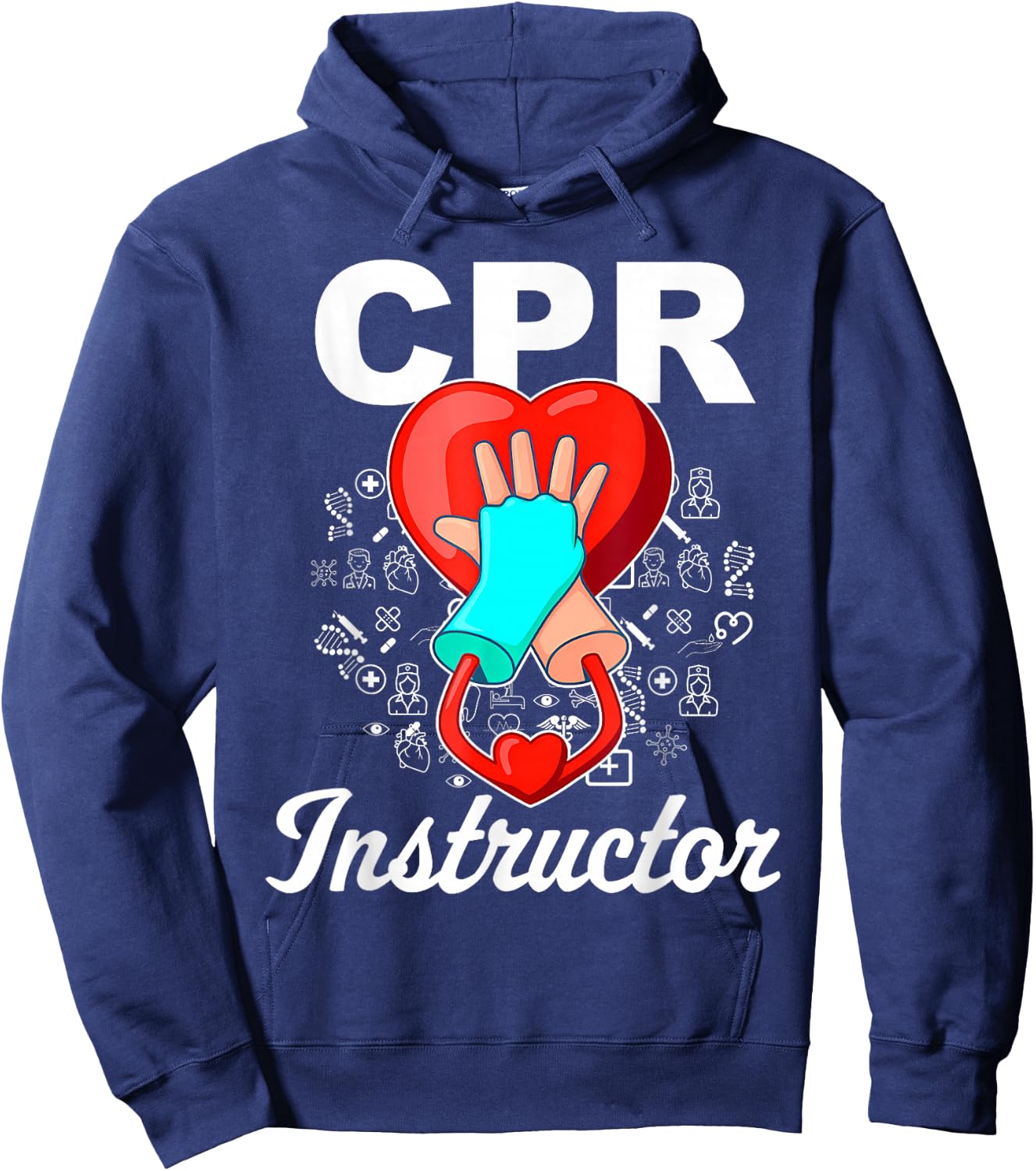 CPR Instructor Emergency First Aid AED Certified CPR Nurse Hoodie - Hoodie | Navy