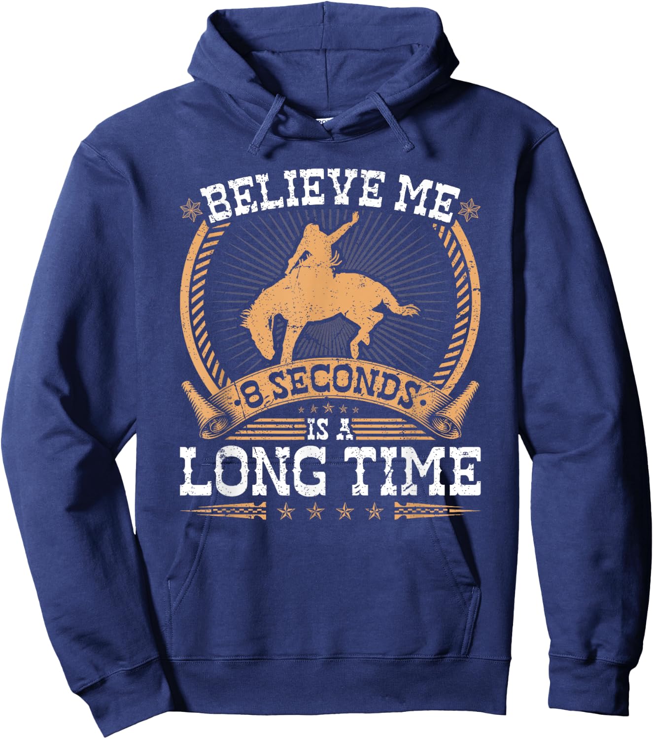 Bucking Bronco 8 Seconds Western Rodeo Cowboy Bronc Rider Hoodie - Hoodie | Navy