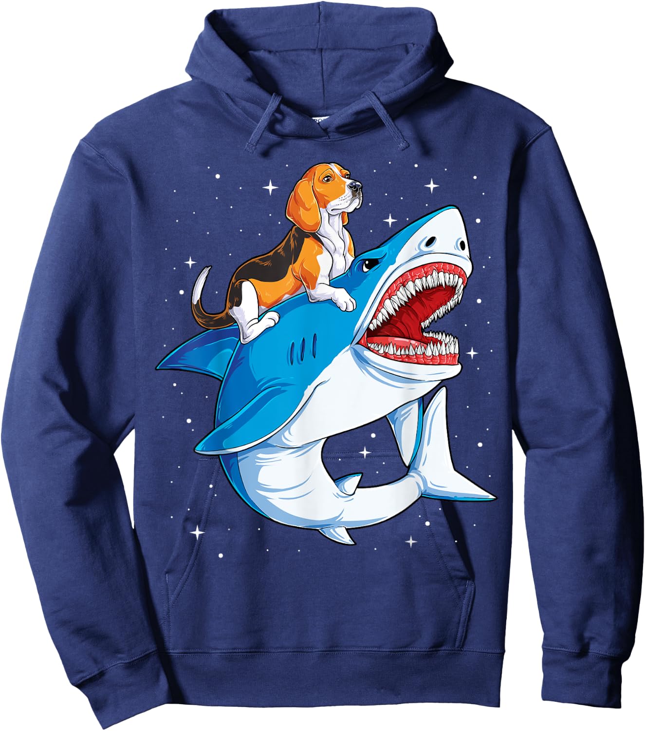 Beagle Riding Shark Jawsome Dog Lover Gifts Space Galaxy Men Women Kids Hoodie - Hoodie | Navy