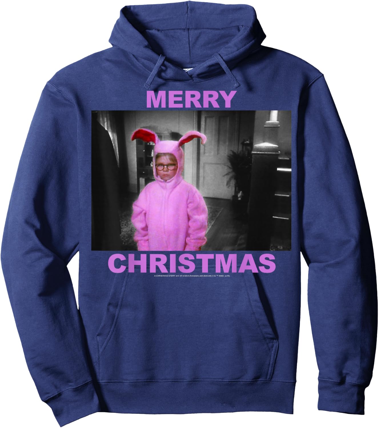 A Christmas Story Ralphie Pink Bunny Suit Merry Christmas Hoodie - Hoodie | Navy