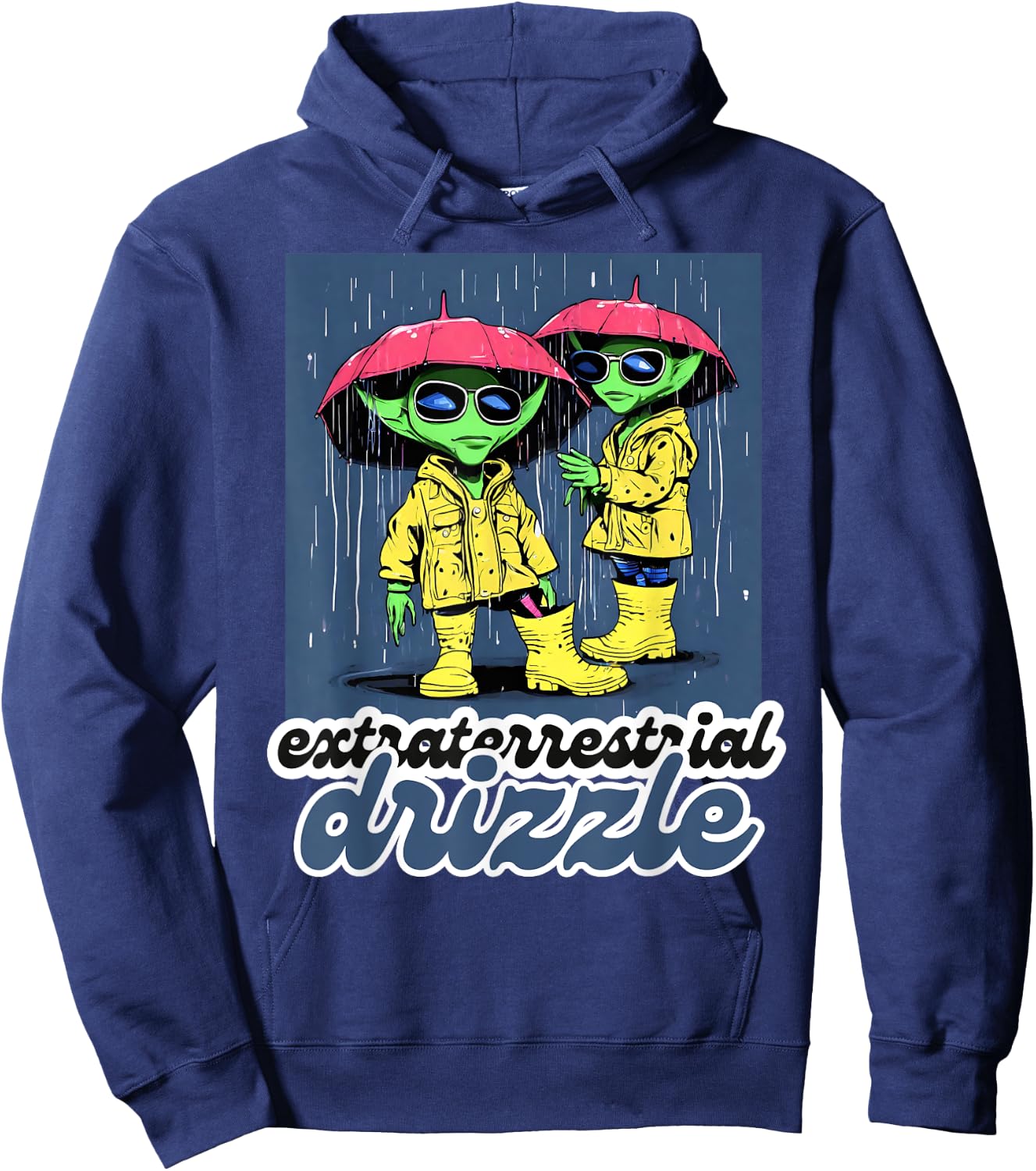 Extraterrestrial Drizzle Alien Design Hoodie - Hoodie | Navy