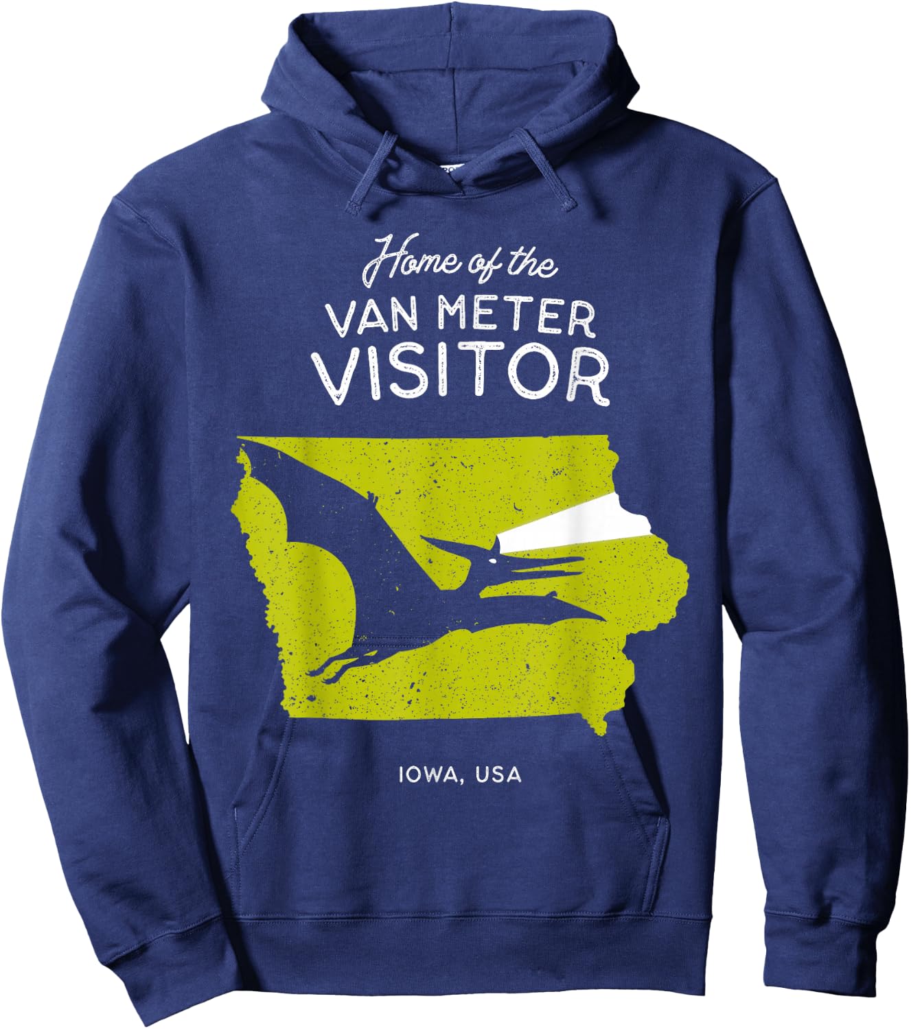 Home of the Van Meter Visitor - Iowa, USA Dinosaur Cryptid Hoodie - Hoodie | Navy