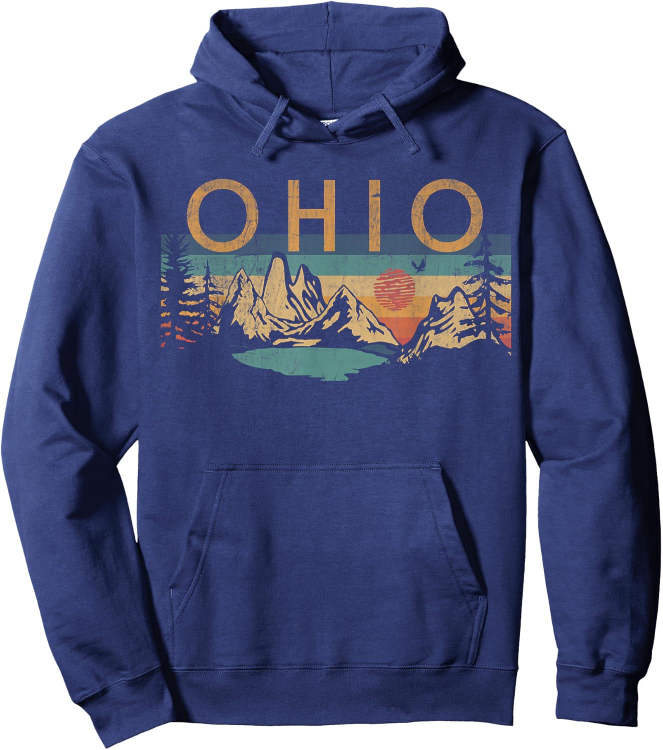 Ohio USA Outdoor Vintage Ohio -Adults, -Kids Black Short Sleeve Small Retro Nature Retro Hoodie - Hoodie | Navy