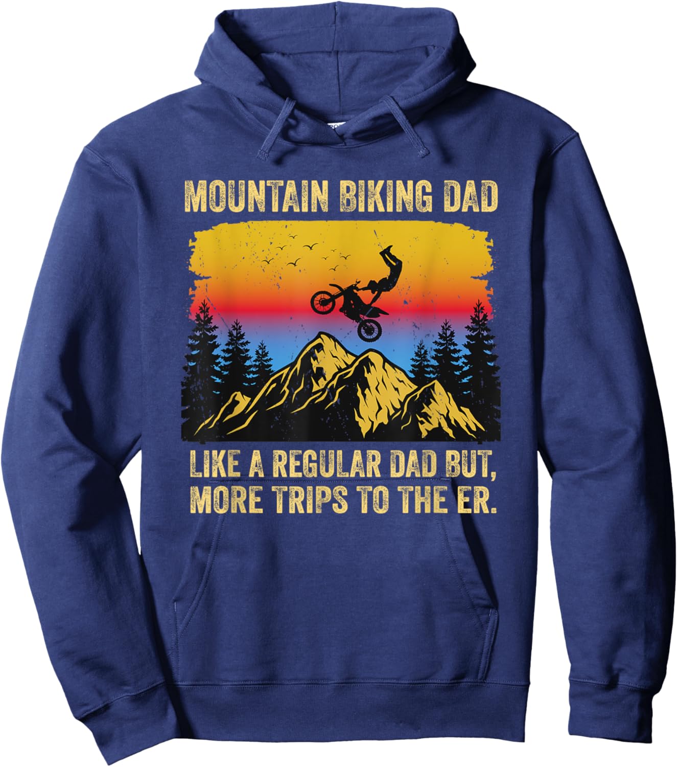 Funny Mountain Biking Dad Like a Regular Dad Cycling Hoodie - Hoodie | Navy