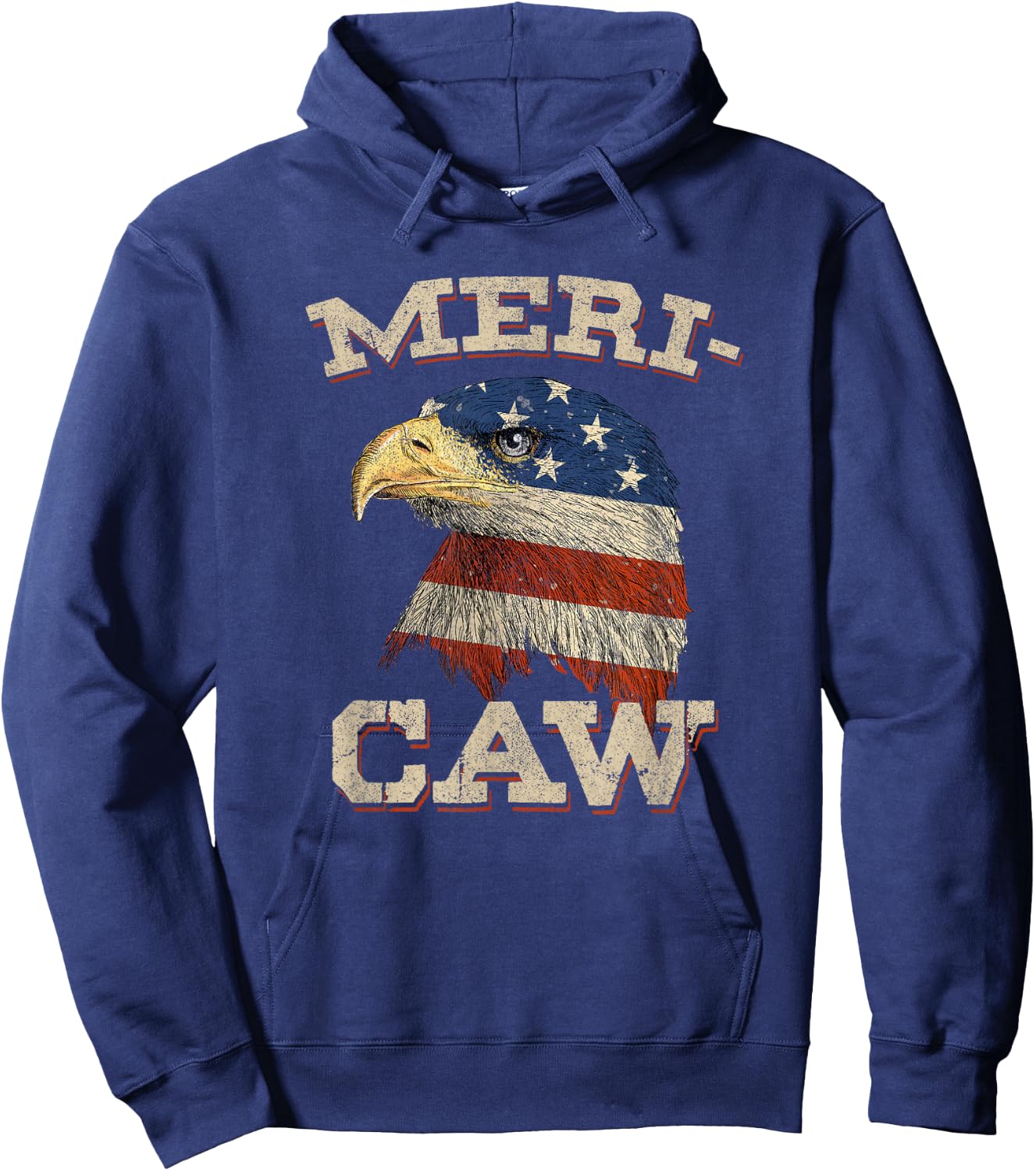 Eagle Meri - Caw Merica 4th of July American Flag USA Women Men Hoodie - Hoodie | Navy