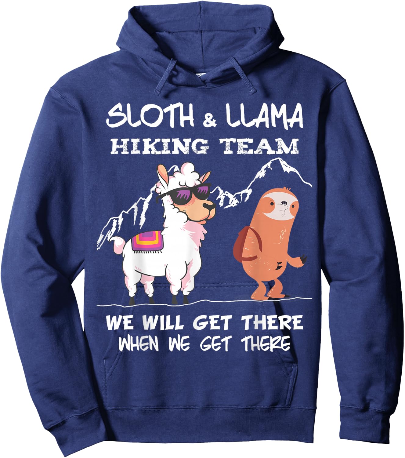 Sloth Hiking Team - Sloth Llama Hiking Mountaineering Mountains Hoodie - Hoodie | Navy