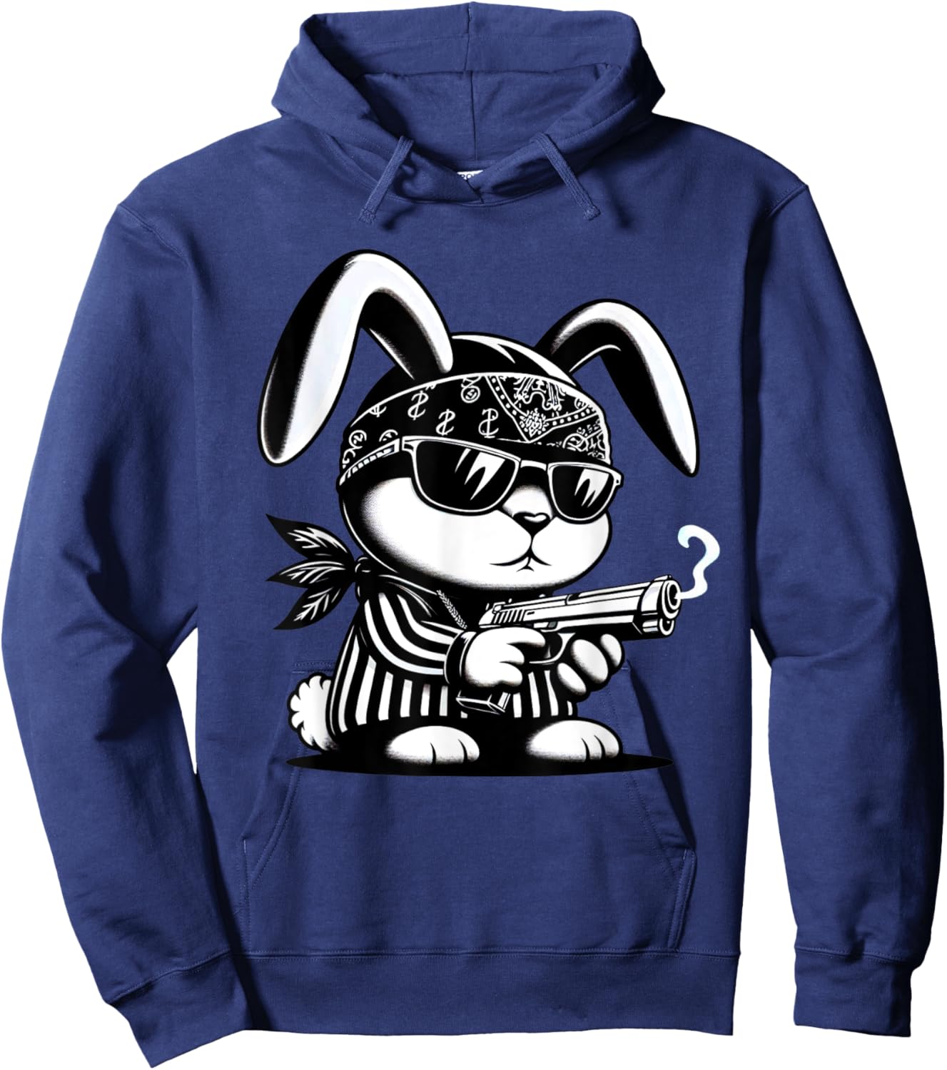 Thug Bunny Rabbit Gangster Rabbit With Gun Funny Rabbit Hoodie - Hoodie | Navy