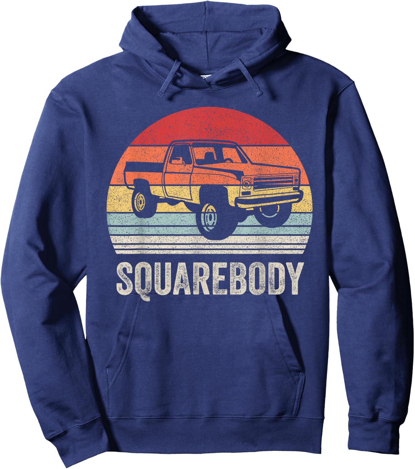 Vintage Retro Classic Square Body Squarebody Truck Hoodie - Hoodie | Navy