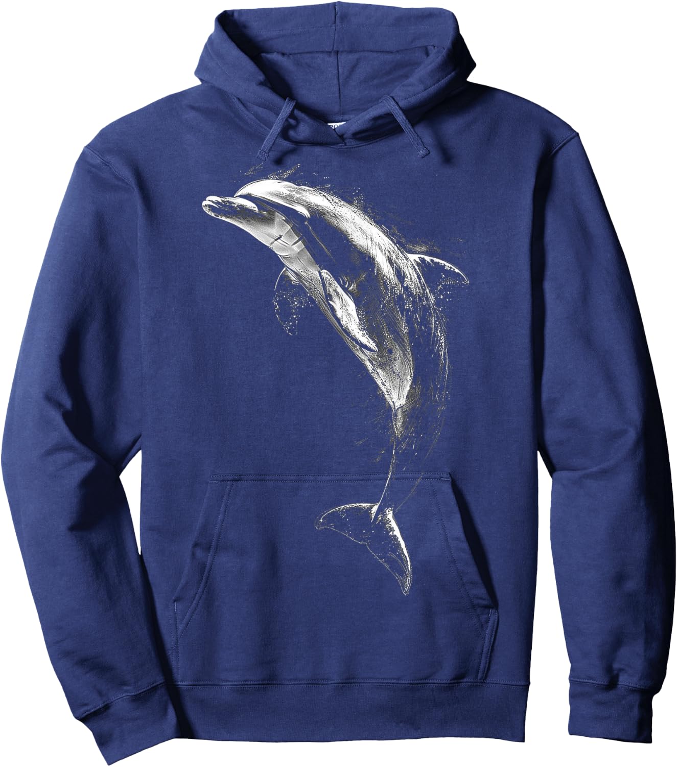 Dolphin Art Drawing Animal Illustration Motif Dolphin Hoodie - Hoodie | Navy