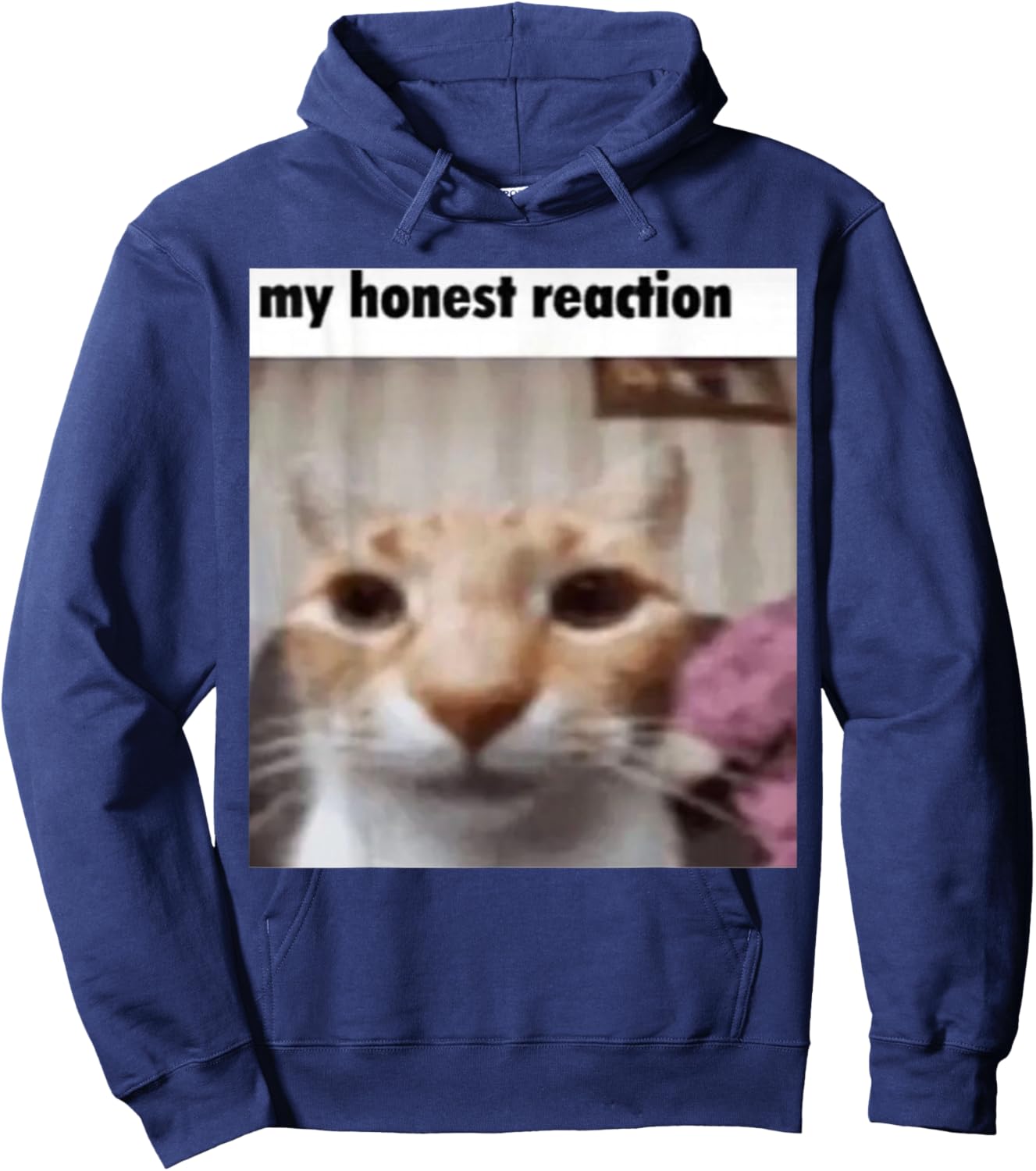 My Honest Reaction Cat Funny Meme Men Women Girls Kids Hoodie - Hoodie | Navy