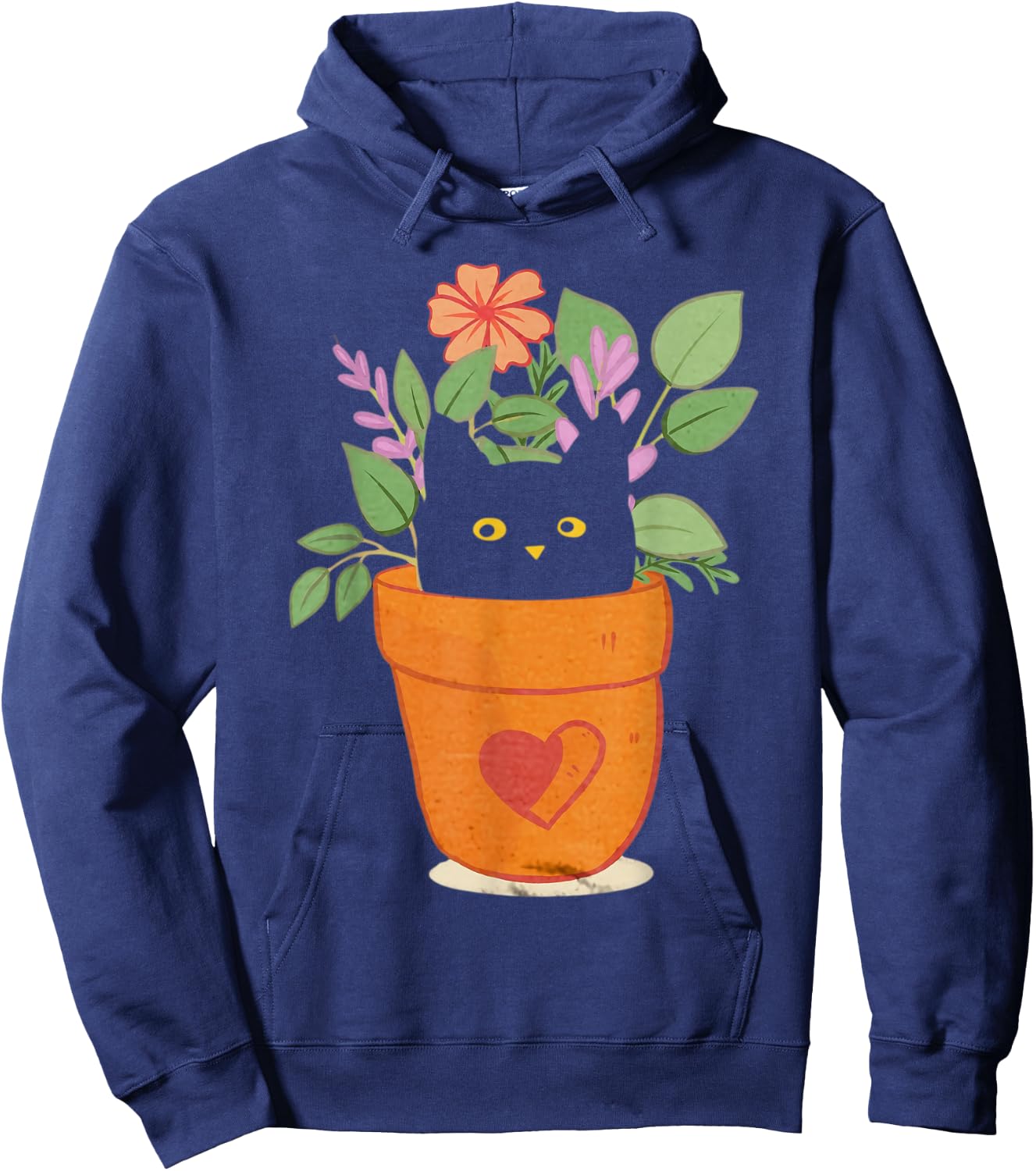Funny Cat and Plant for Plant Lover Gardener Gardening Hoodie - Hoodie | Navy