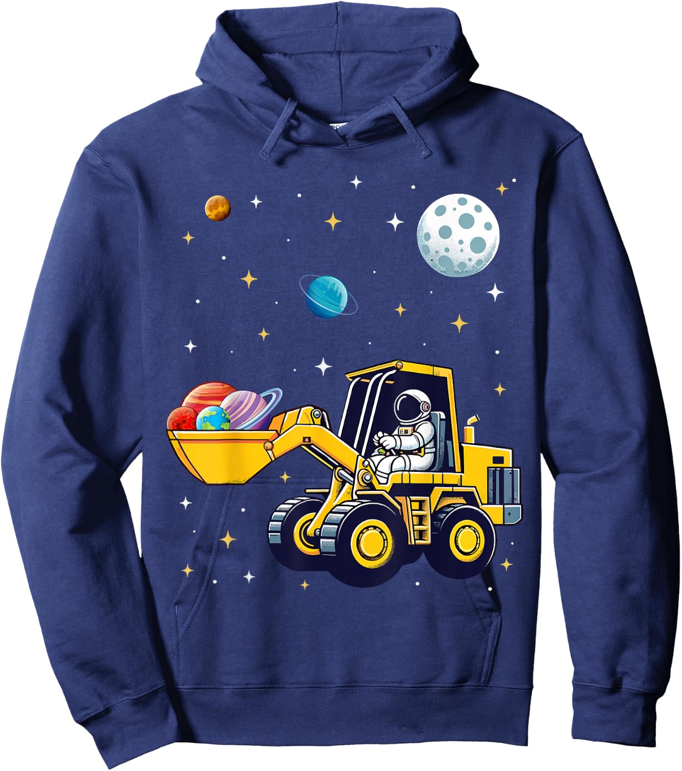 Kids Space Cosmic Excavator Astronaut Space Loader Planet Hoodie - Hoodie | Navy