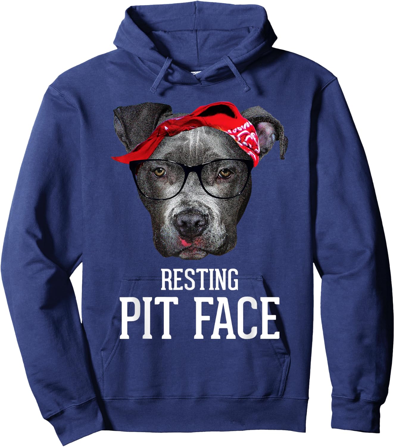 Vintage Pitbull Resting Pit Face - Funny Pitbull Lovers Dog Hoodie - Hoodie | Navy