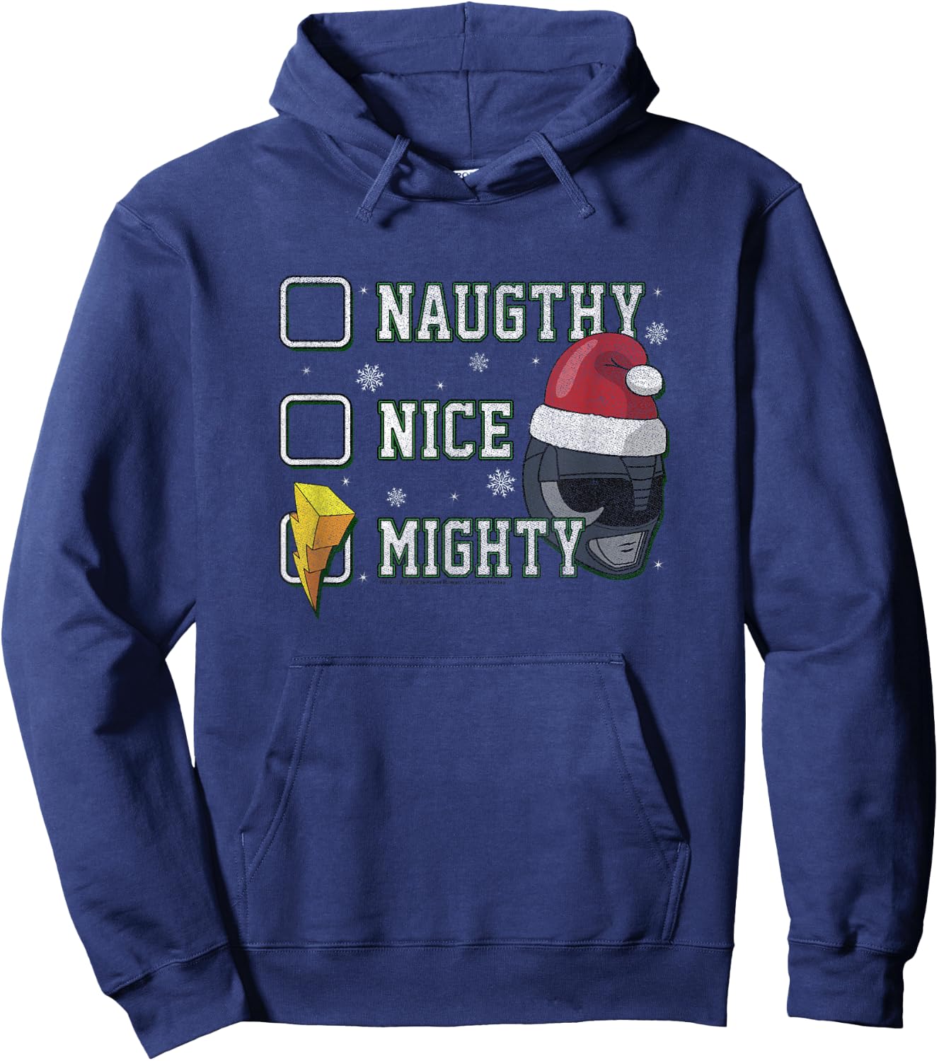 Power Rangers Christmas Naughty Nice Mighty Checklist Logo Hoodie - Hoodie | Navy