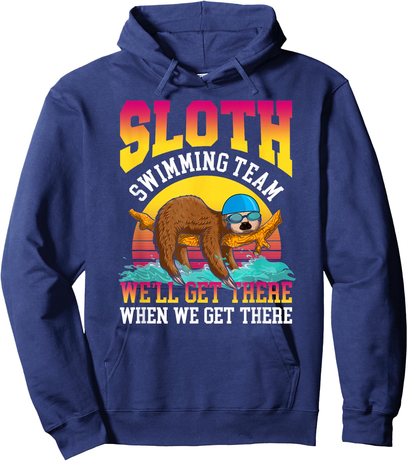 Swimmer Swim Sloth Swimming Team Retro Hoodie - Hoodie | Navy