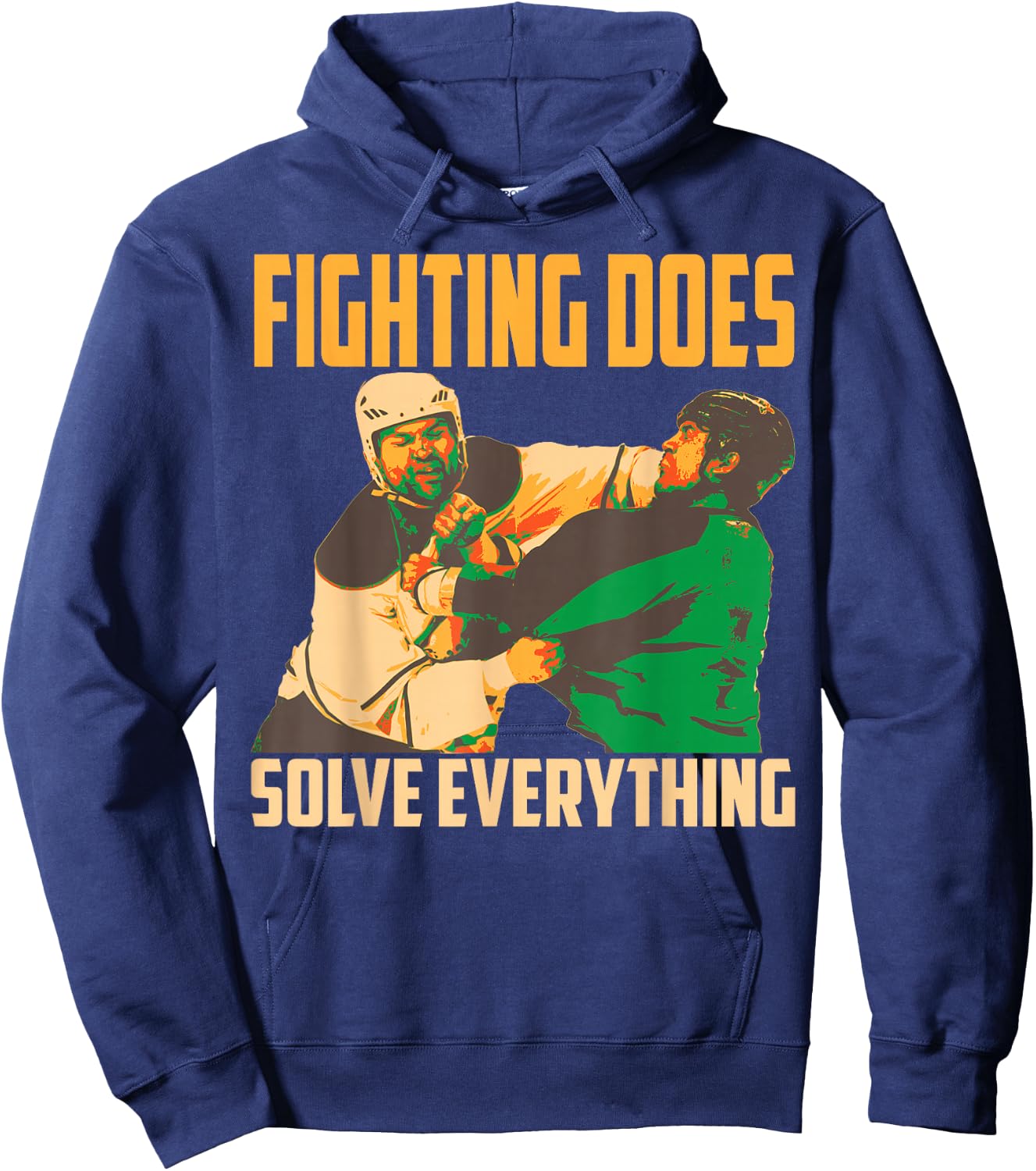 Cute Fighting Solve Everything | Funny Hockey Players Gift Hoodie - Hoodie | Navy