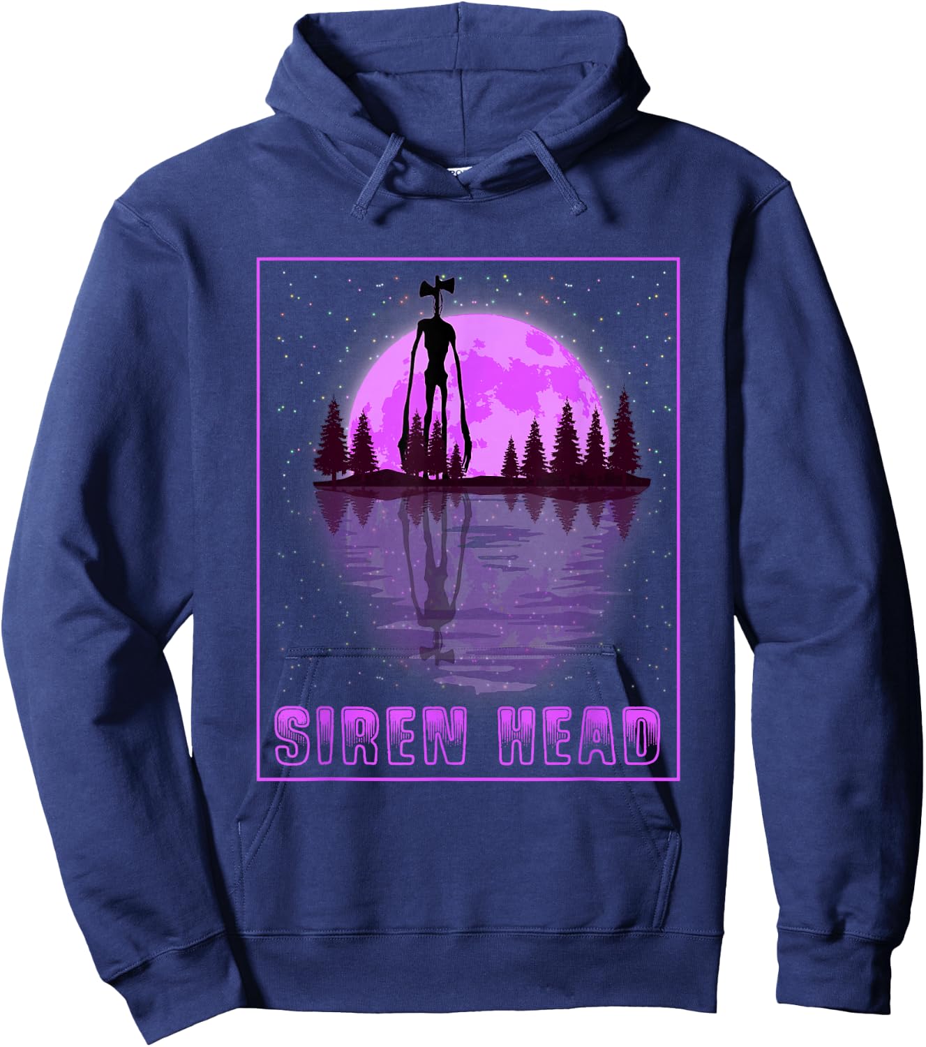 Siren Head and a Purple Full Moon Hoodie - Hoodie | Navy