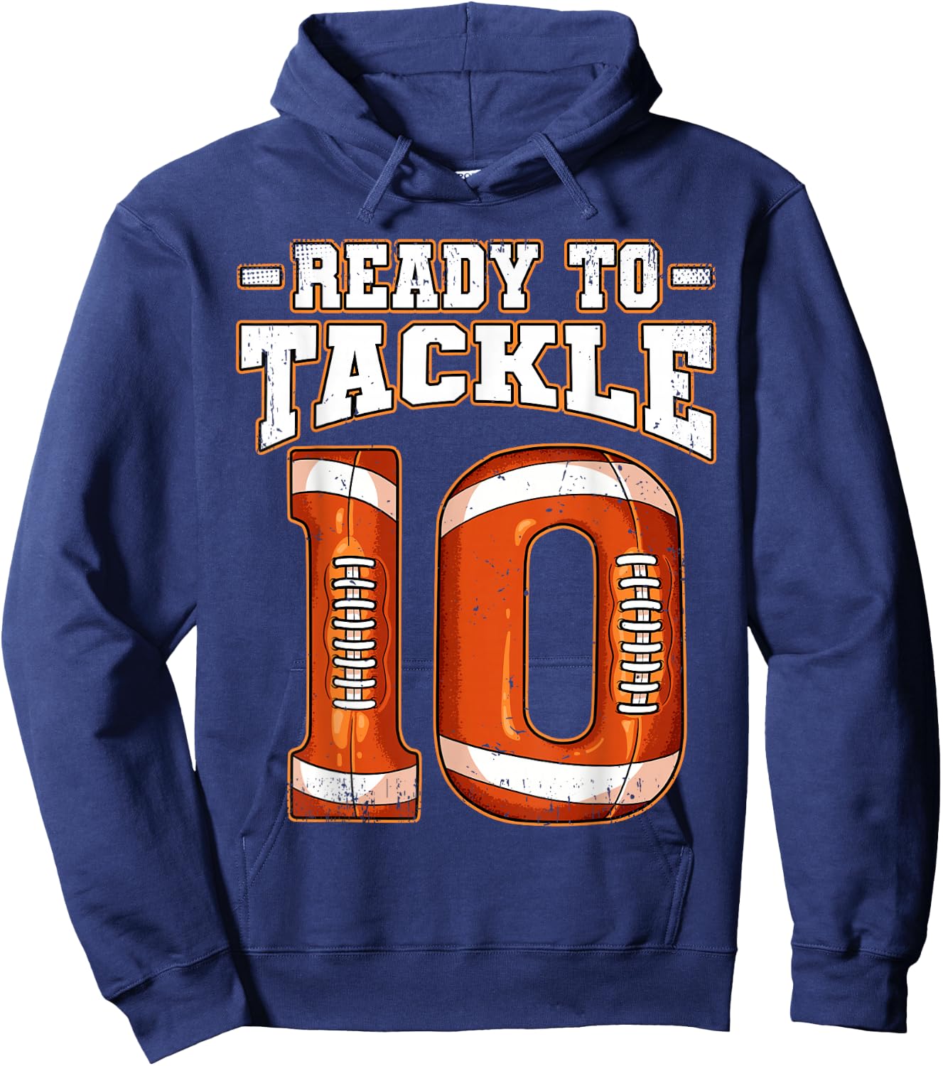 10th Birthday Football , Small, Black Hoodie - Hoodie | Navy