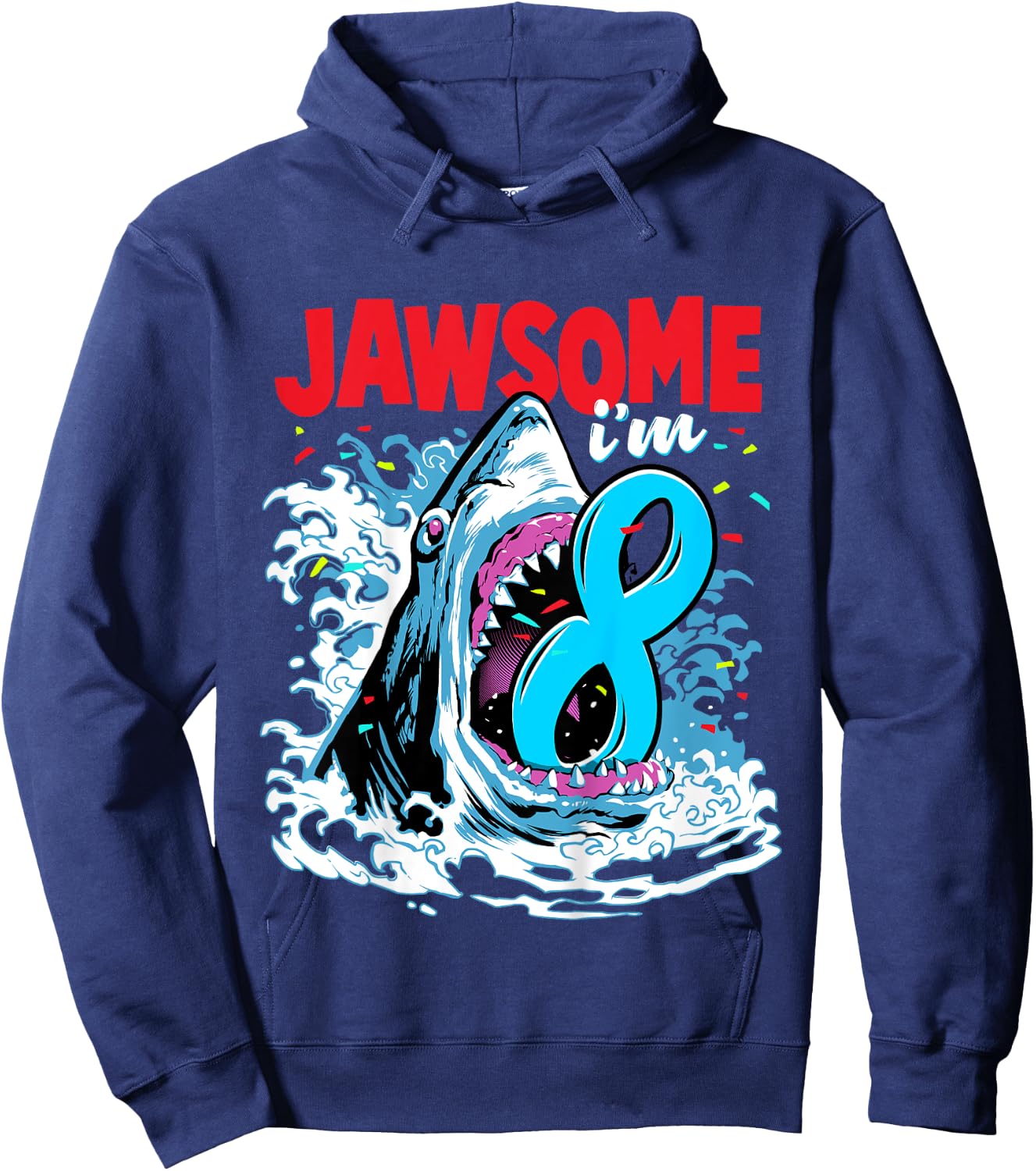 8th Birthday Shirt Shark Birthday Party Gifts for Kids 8 yr Hoodie - Hoodie | Navy
