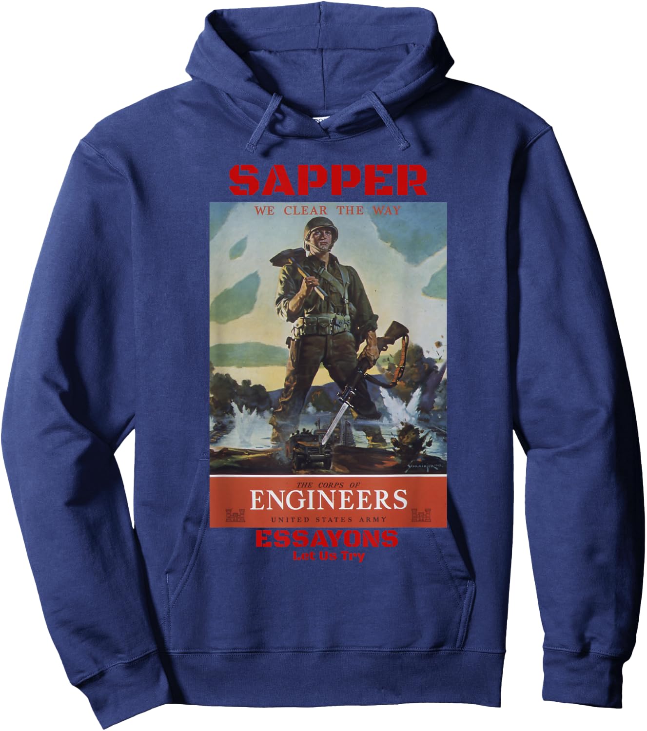 Sapper Army Combat Engineer Corps Veterans and Military Hoodie - Hoodie | Navy