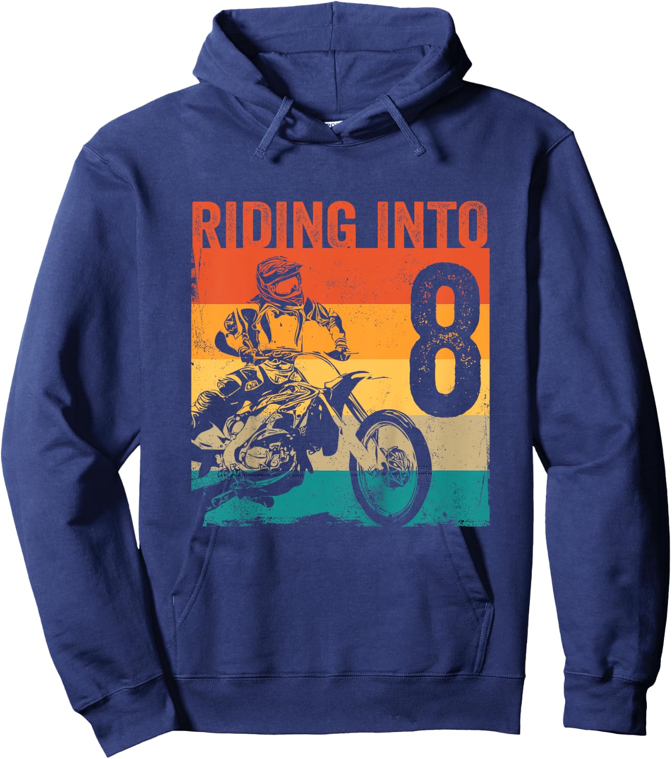 Kids Kids Motocross 8 Years Old Dirt Bike 8th Birthday Party Hoodie - Hoodie | Navy