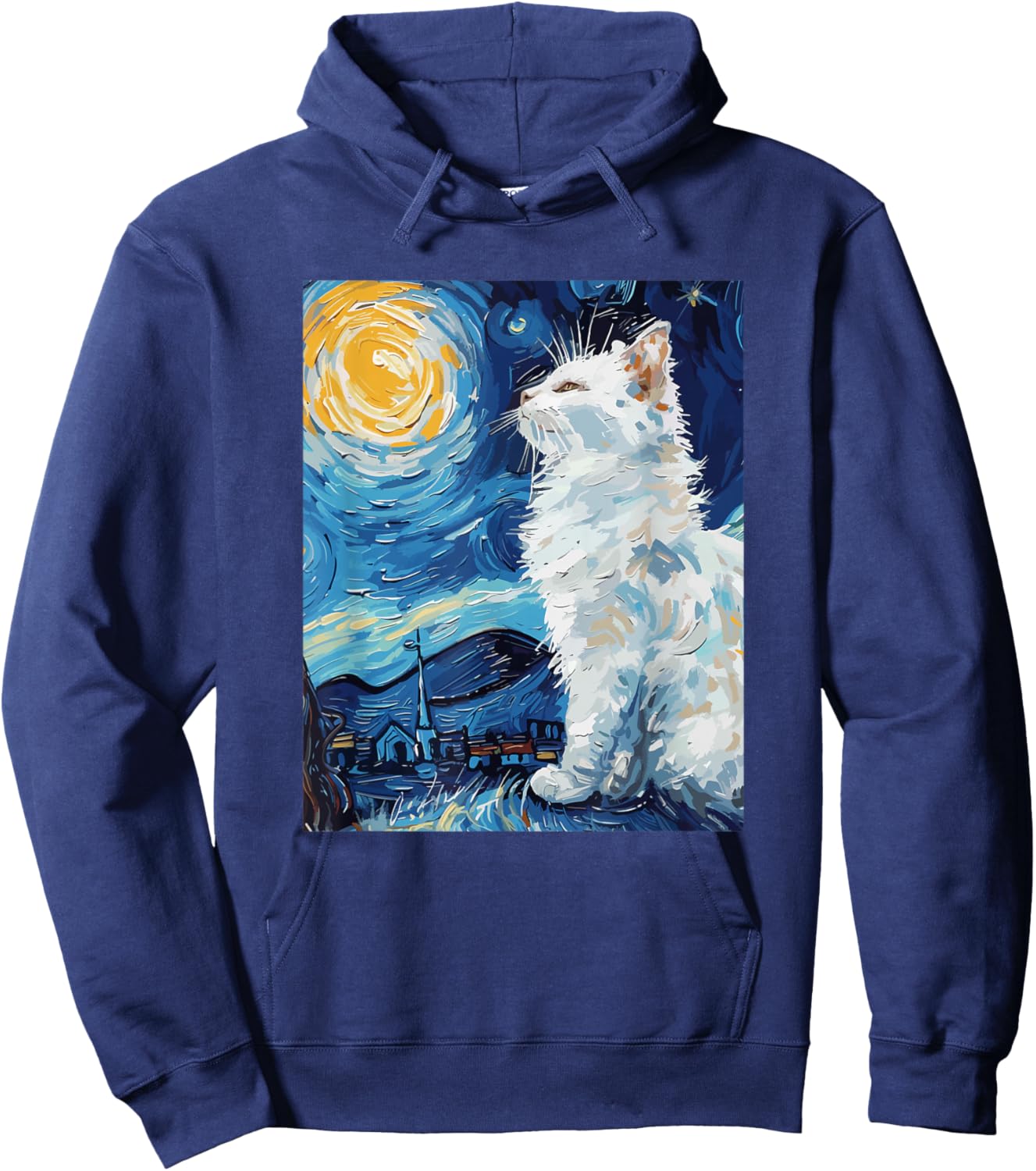 Starry Night Style Cat Women Kids Hoodie - Hoodie | Navy