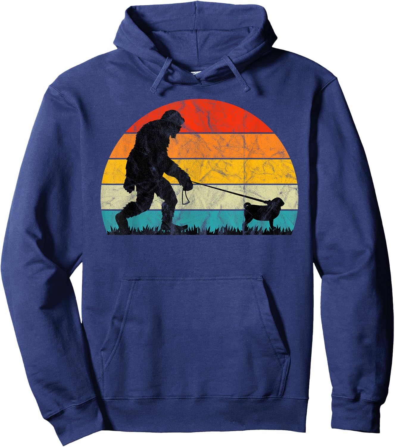 Bigfoot Walking Pug Dog Training Puppies Mom Dad Gift Family Men Women Girls Kids Hoodie - Hoodie | Navy