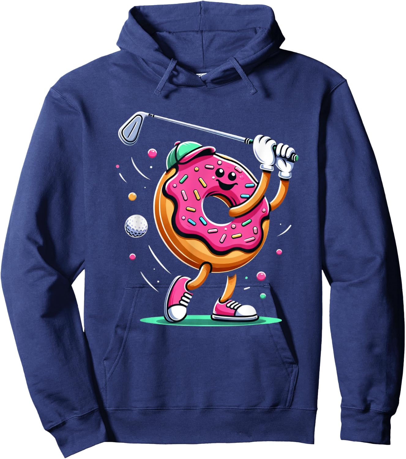 Funny Donut Golfing Golfer Food Champ Sports Golf Donut Hoodie - Hoodie | Navy