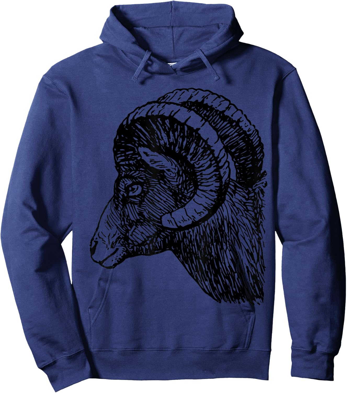Bighorn Sheep Head and Horns Hoodie - Hoodie | Navy