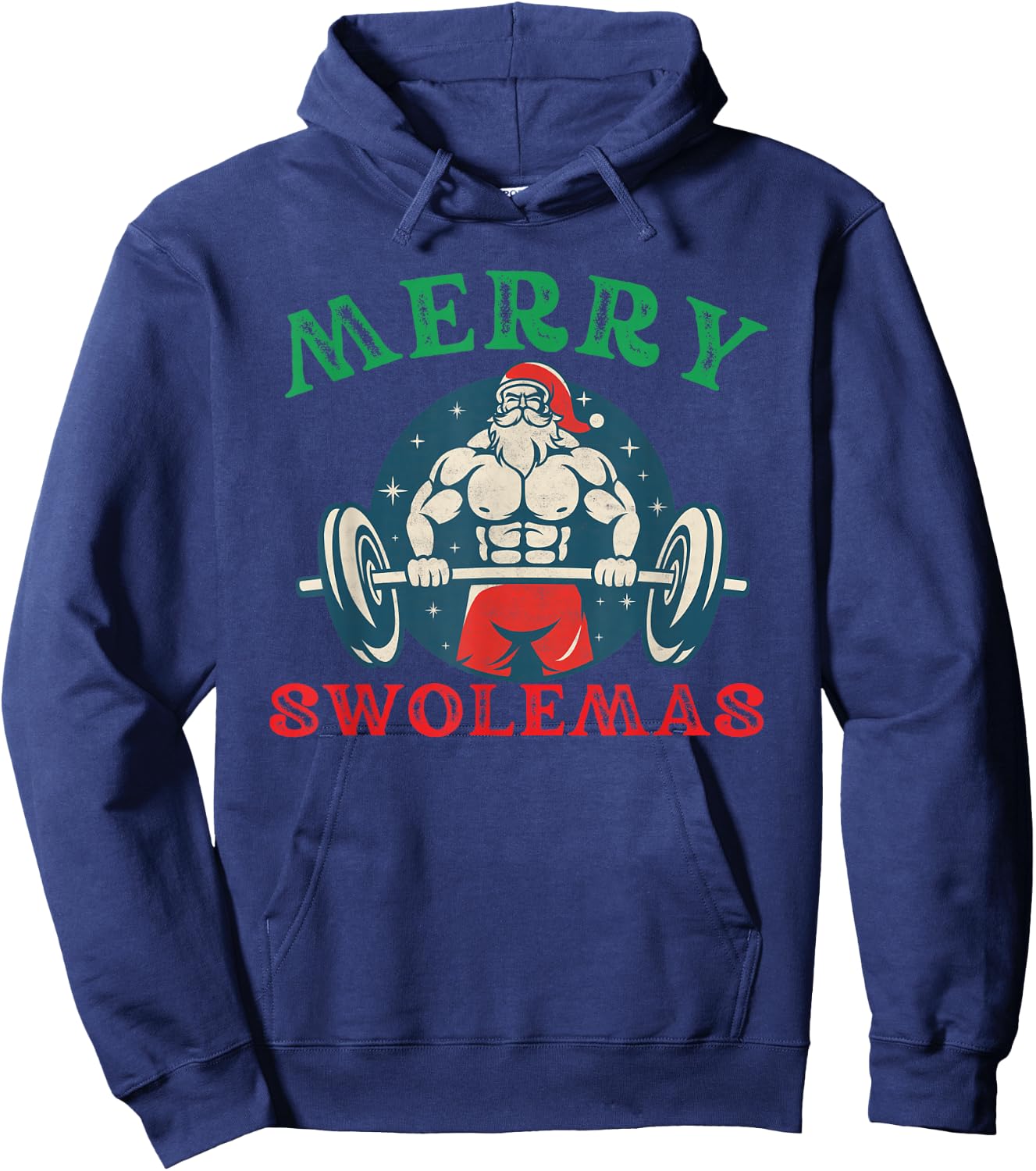 Merry Swolemas Funny bodybuilding Santa Christmas lift gym Hoodie - Hoodie | Navy