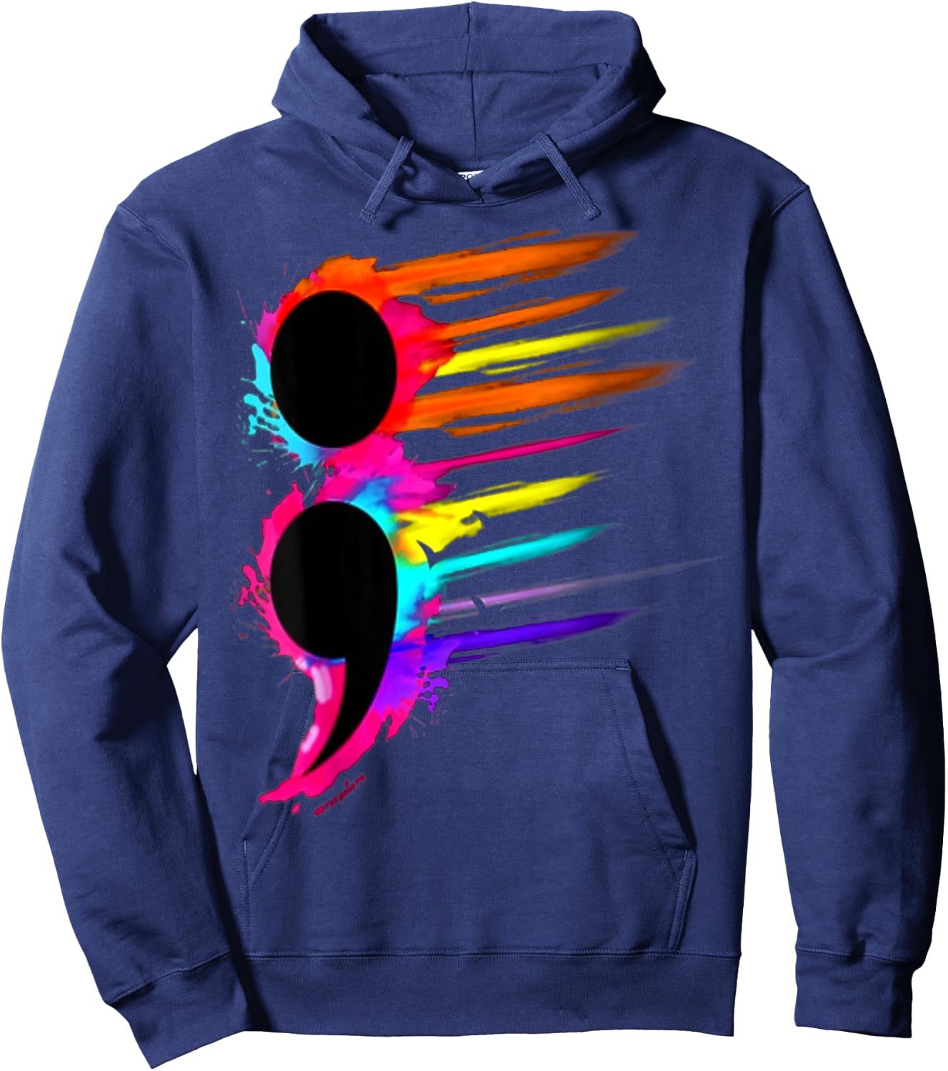 Suicide Prevention Semicolon Retro Colorful Birds Hoodie - Hoodie | Navy