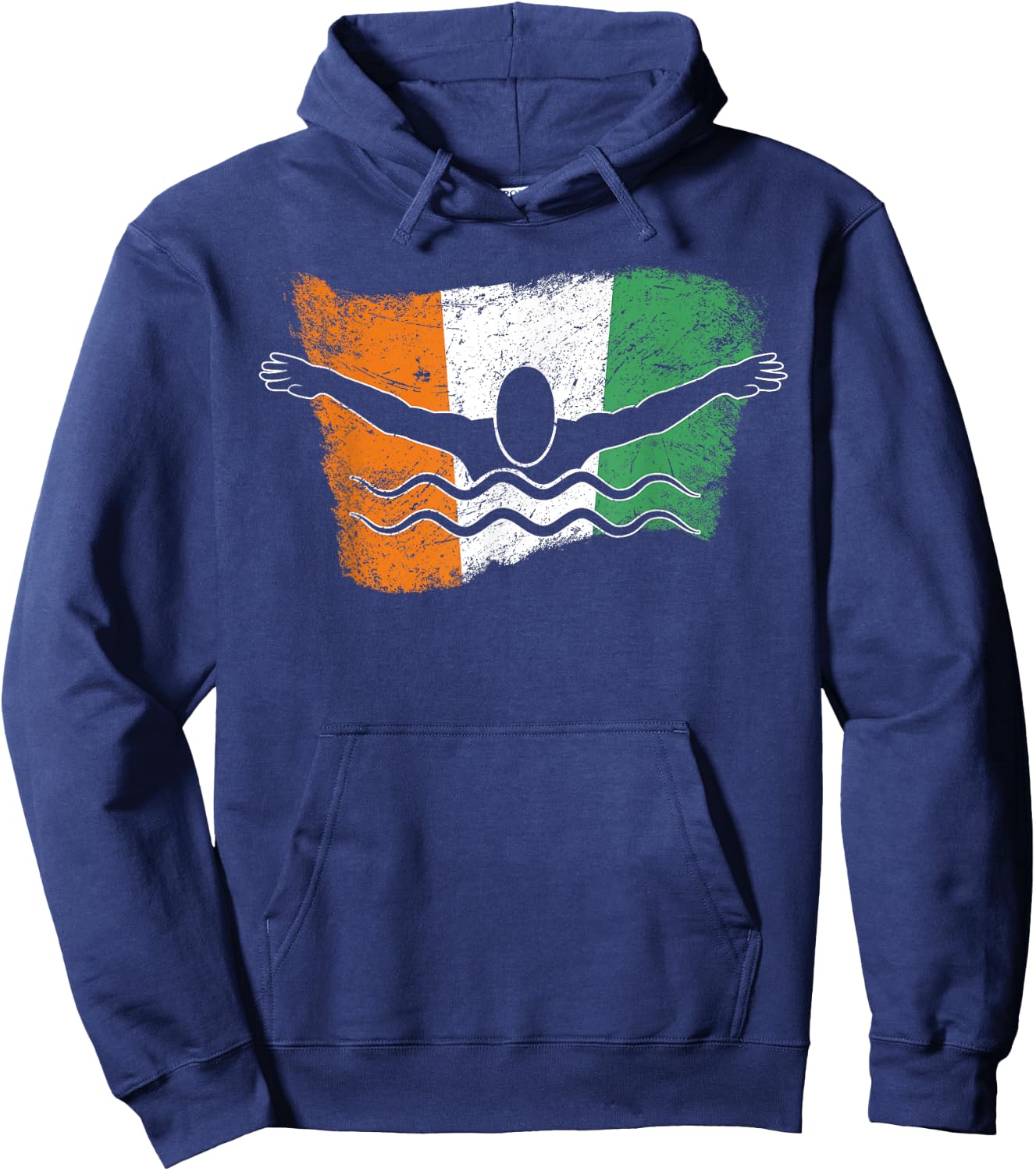 Cool Ireland Flag Vintage Irish Flag Swimmer Fly Swimming Hoodie - Hoodie | Navy