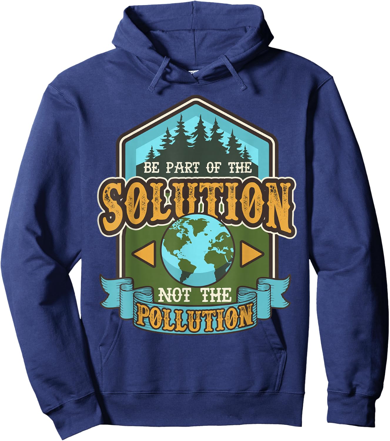 Earth Day Be The Solution Cute Vintage Recycled Hoodie - Hoodie | Navy