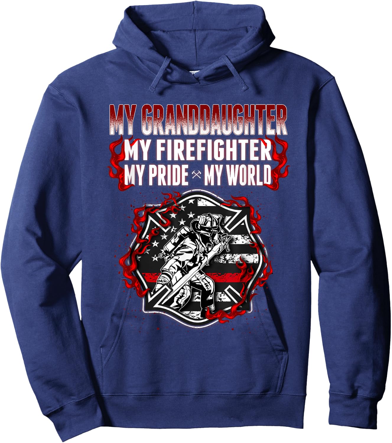 My Granddaughter Is Firefighter Hero Proud Fire Grandparent Hoodie - Hoodie | Navy